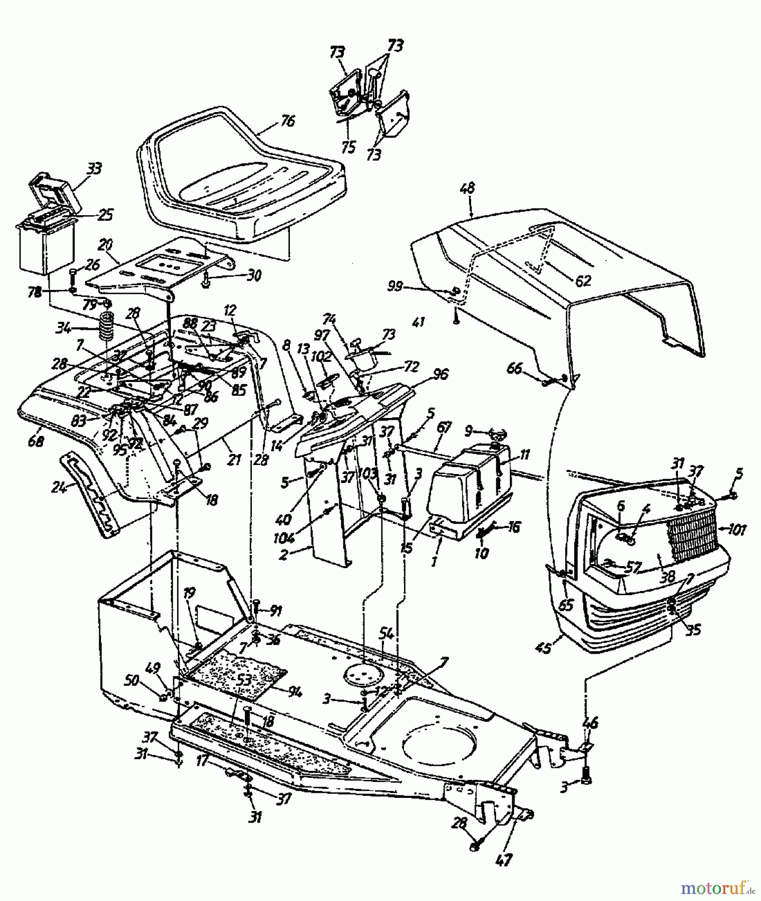  MTD Rasentraktoren 12/91 132-450E653  (1992) Armaturenbrett, Motorhaube 0-Style, Sitzwanne