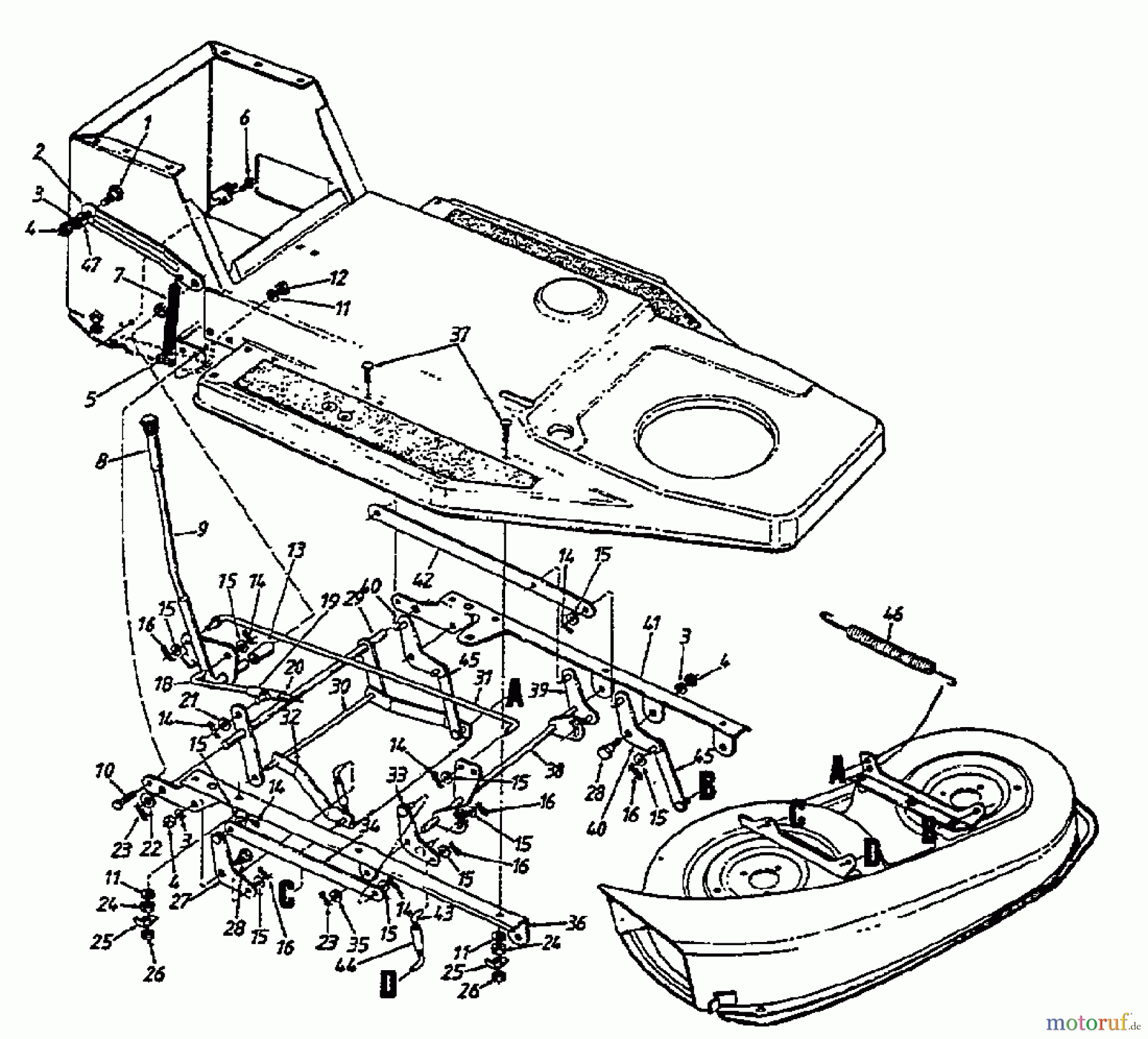  MTD Rasentraktoren 12/91 132-450E653  (1992) Mähwerksaushebung