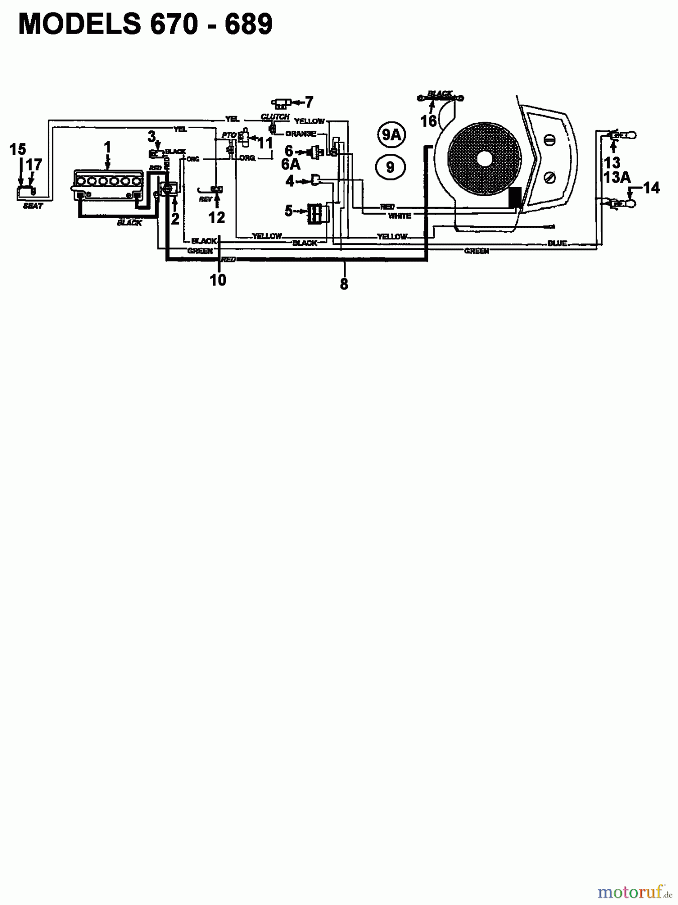  Bauhaus Rasentraktoren Funrunner 132-679F646  (1992) Schaltplan 2 Zylinder