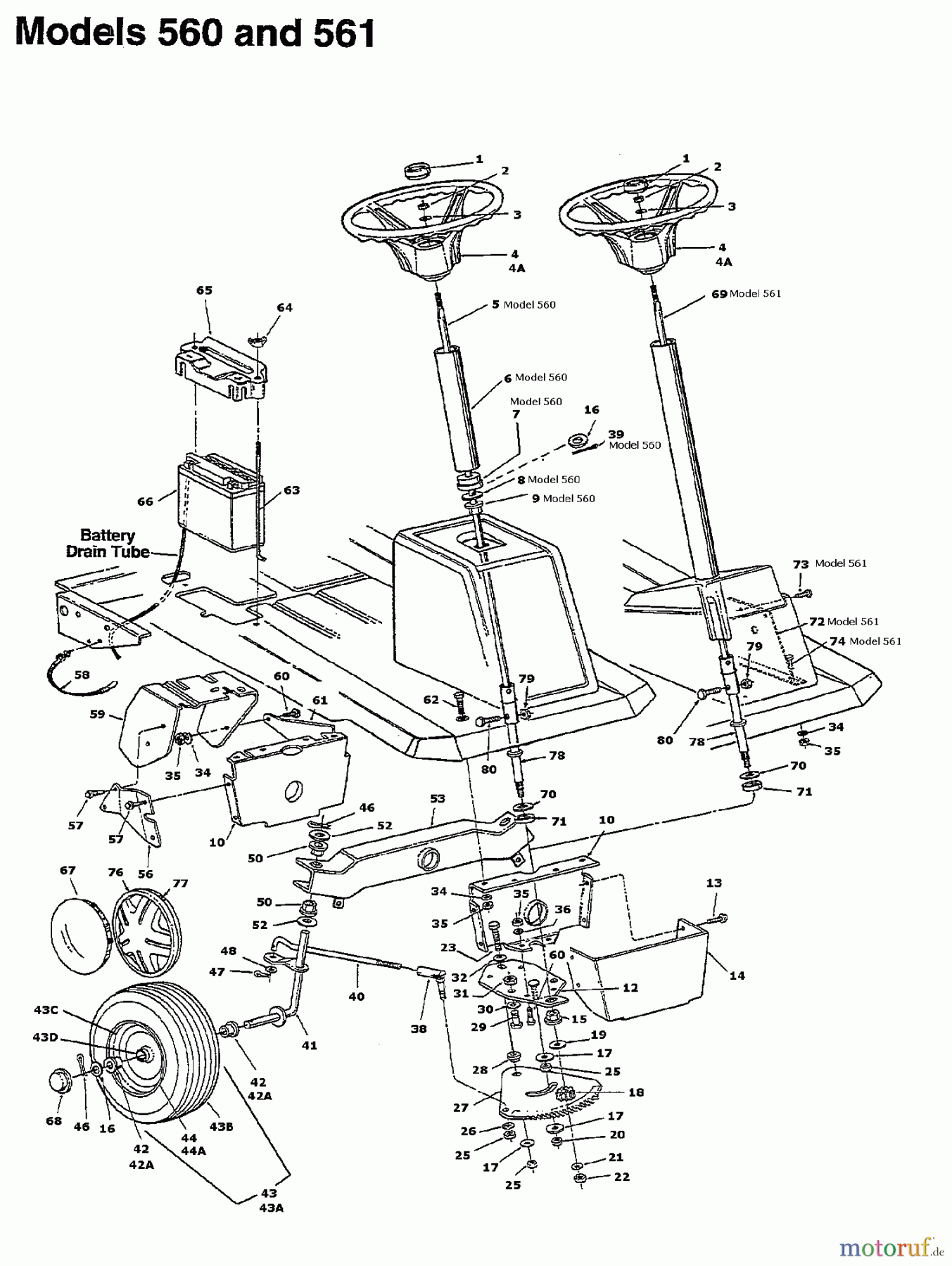  MTD Rasentraktoren M 500 136C560C678  (1996) Vorderachse