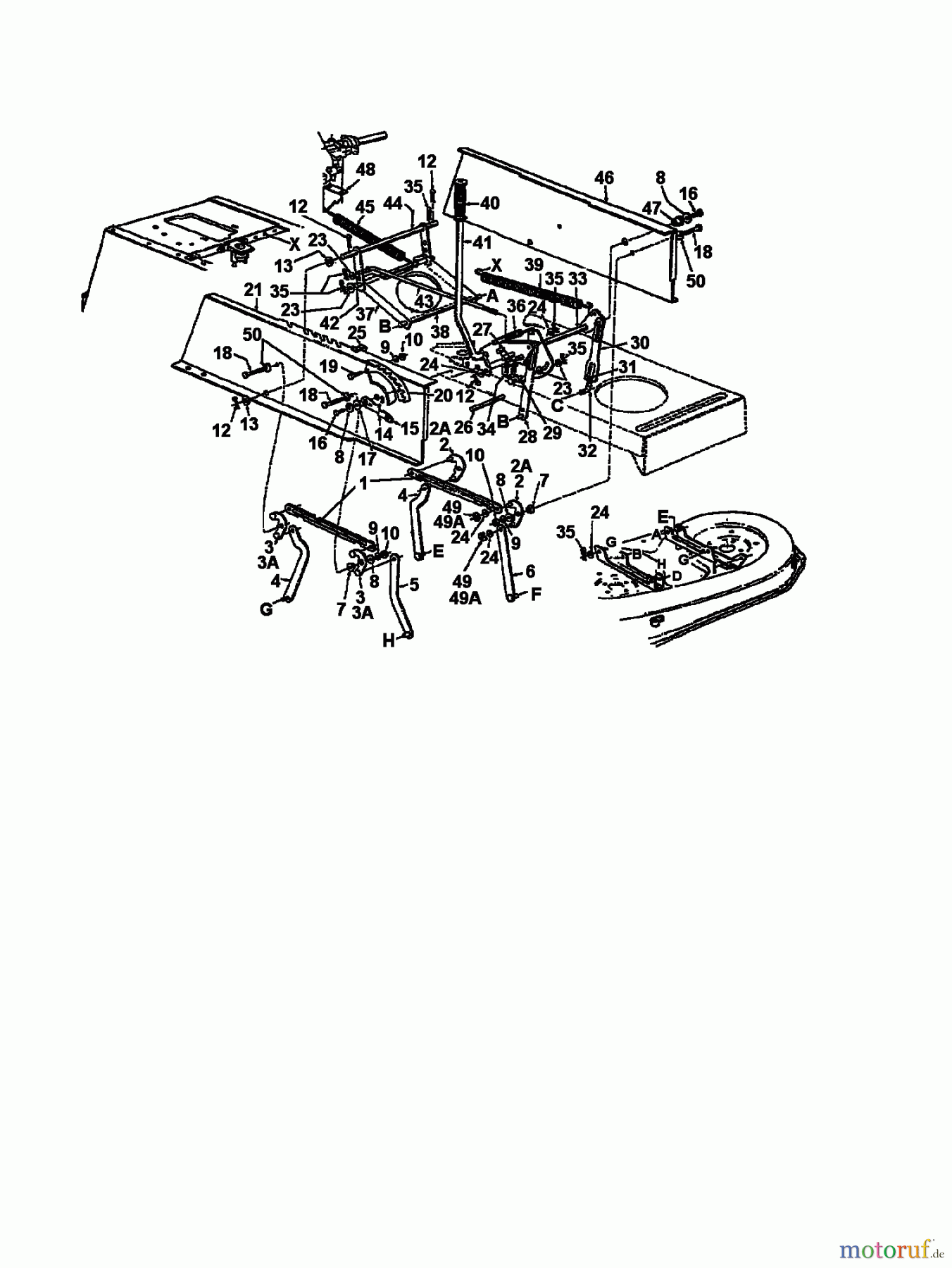  MTD Rasentraktoren 11/30 133C679C600  (1993) Mähwerksaushebung
