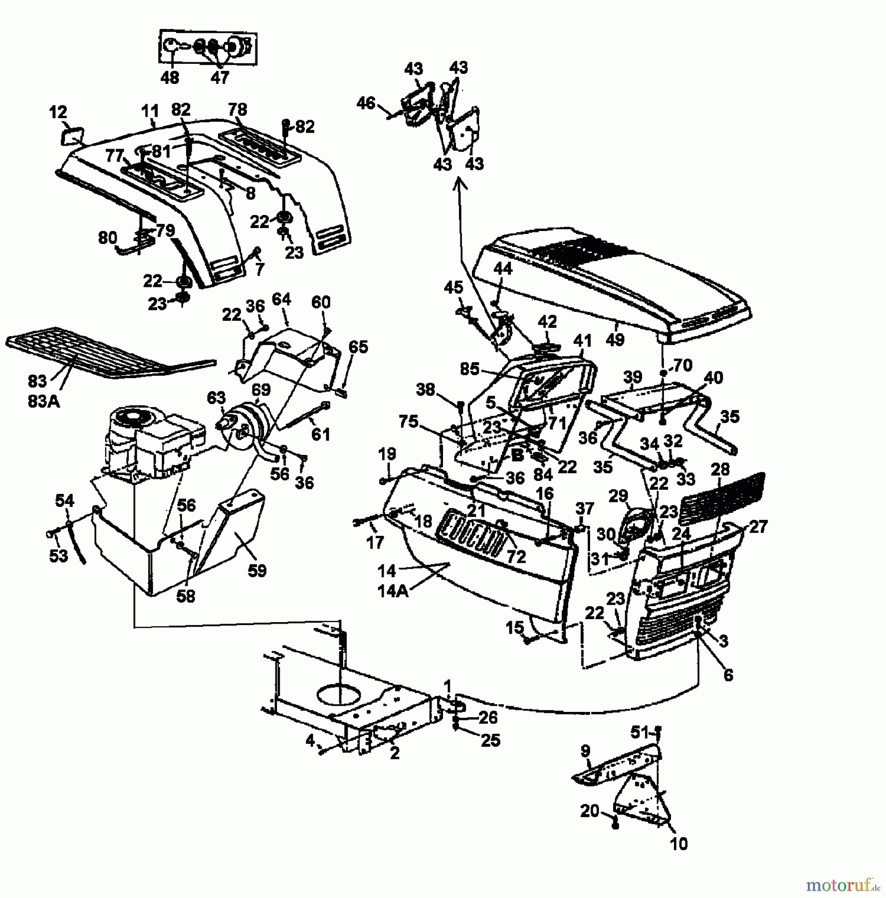  Super Rasentraktoren Super 14-107 V 133S619G600  (1993) Armaturenbrett, Motorhaube, Sitzwanne