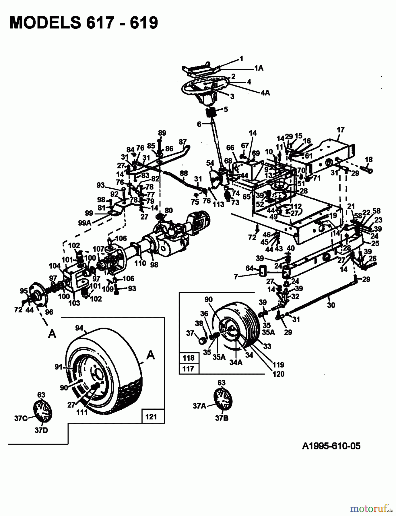  Super Tracteurs de pelouse Super 14-107 V 133S619G600  (1993) Axe avant