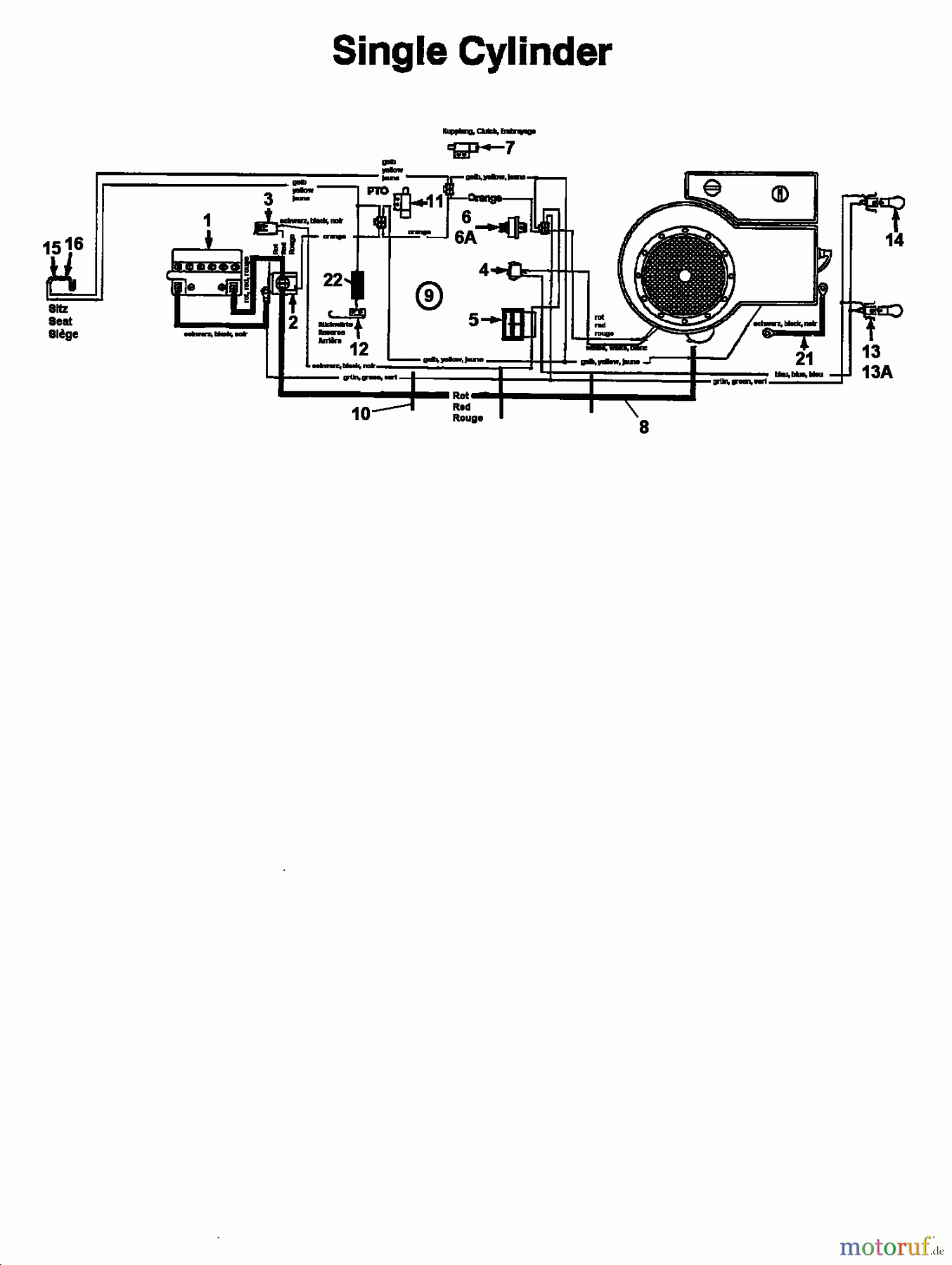  Columbia Rasentraktoren 114/107 N 133S619G626  (1993) Schaltplan Einzylinder