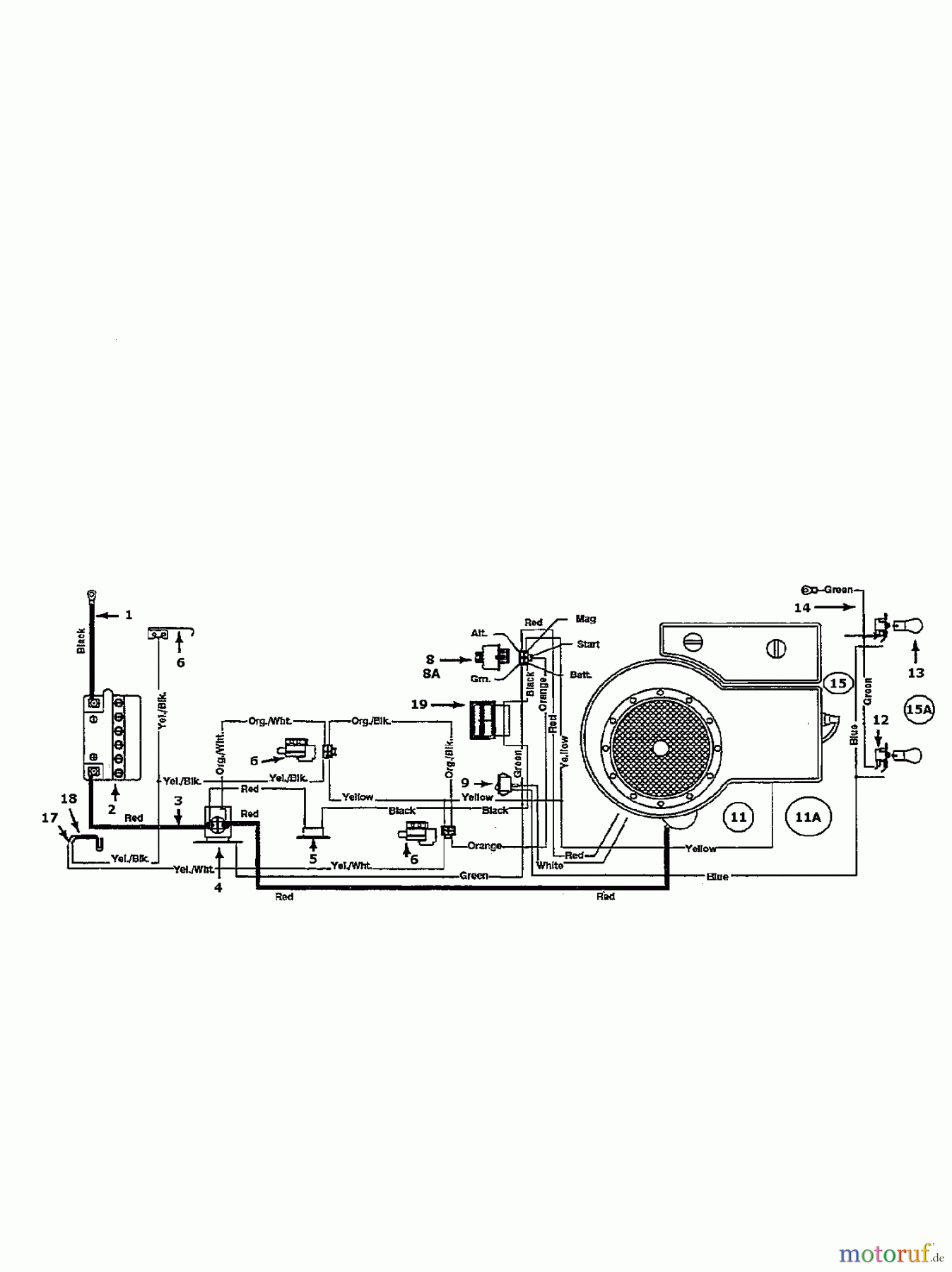  Agria Rasentraktoren 4600/91 134I450E609  (1994) Schaltplan Einzylinder