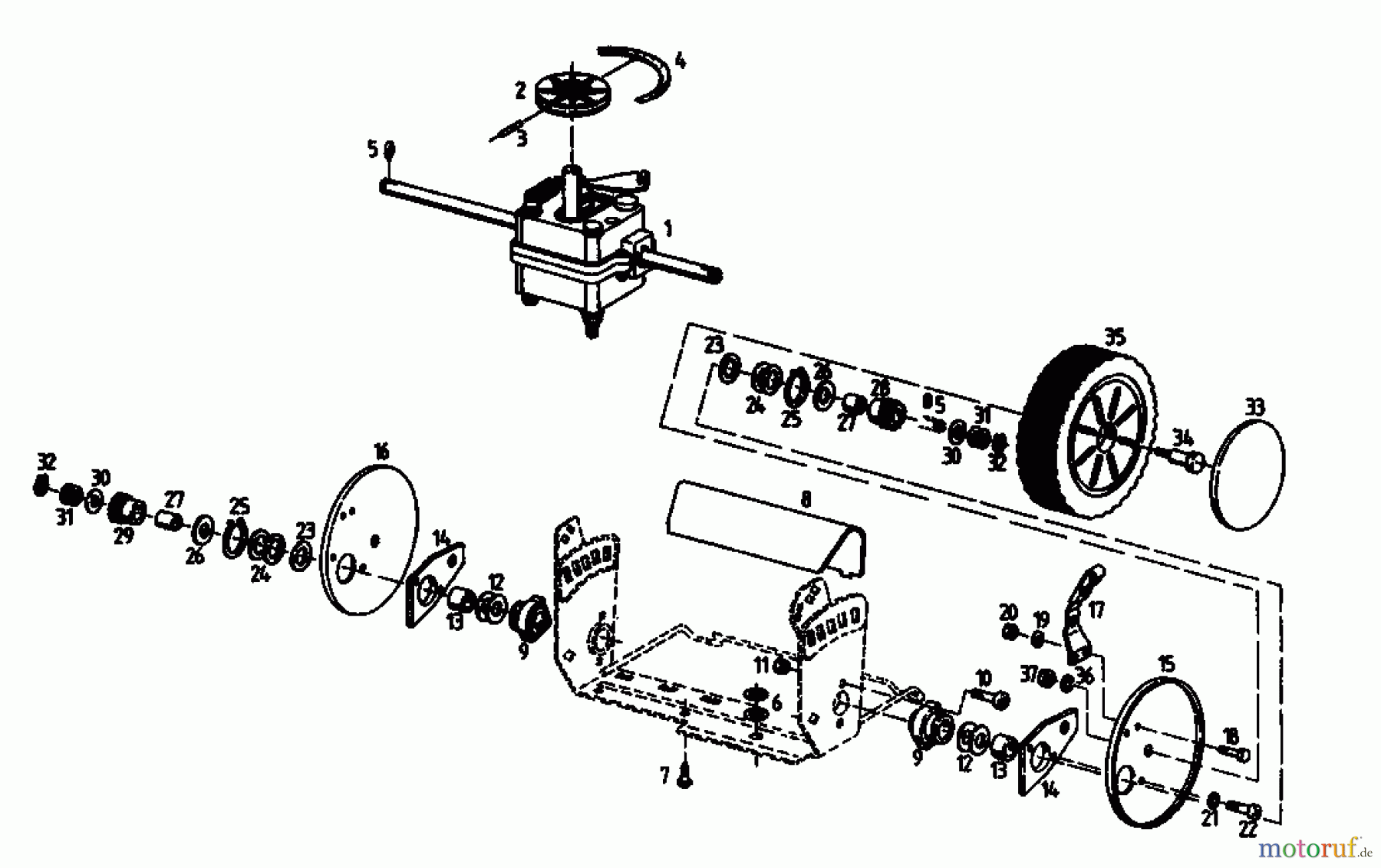  Kmg Motormäher mit Antrieb KMG 46 BA 04025.02  (1994) Getriebe, Räder, Schnitthöhenverstellung