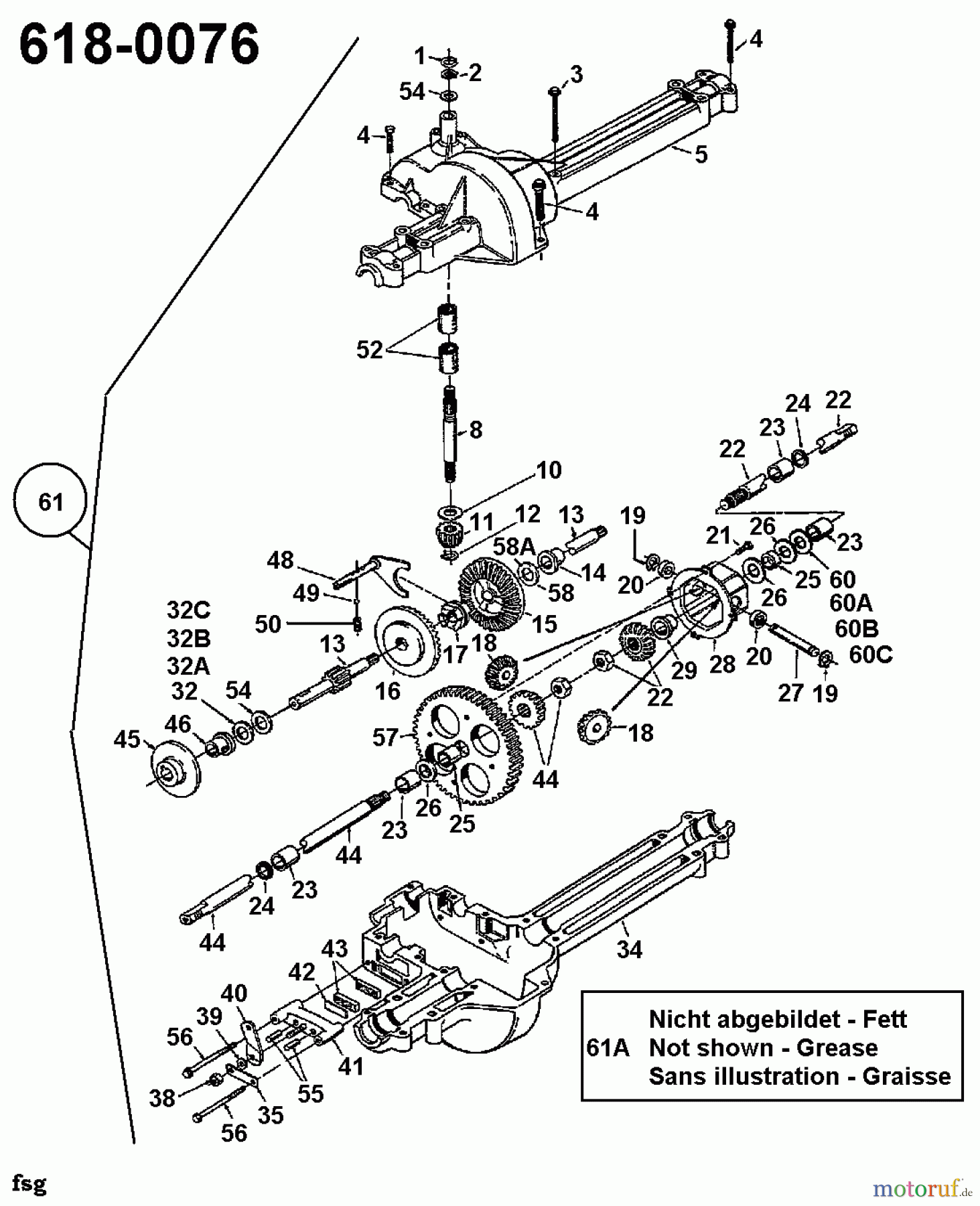  MTD Rasentraktoren 12/81 135H450D678  (1995) Getriebe 618-0076