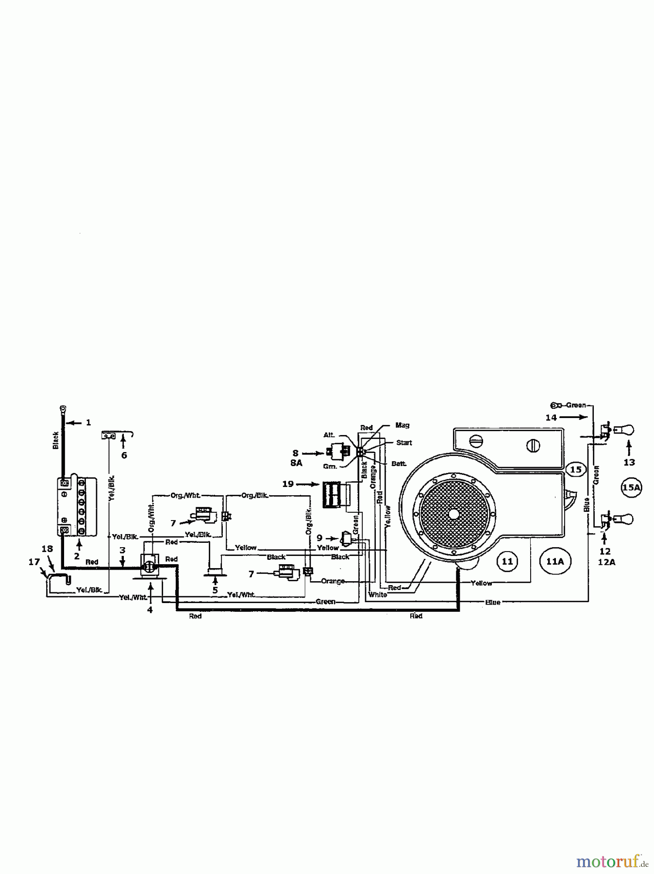  MTD Rasentraktoren 12/81 135H450D678  (1995) Schaltplan Einzylinder