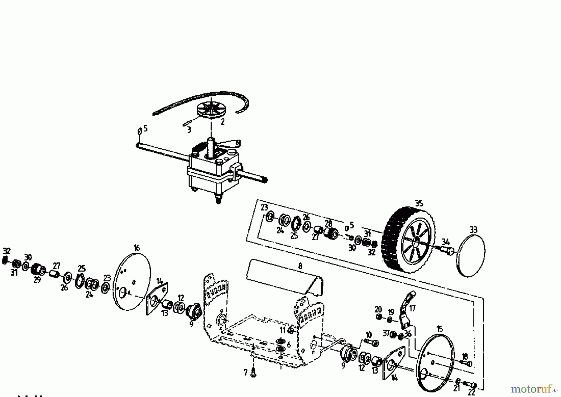  Kmg Petrol mower self propelled KMG 46 BA 04025.06  (1995) Gearbox, Wheels, Cutting hight adjustment