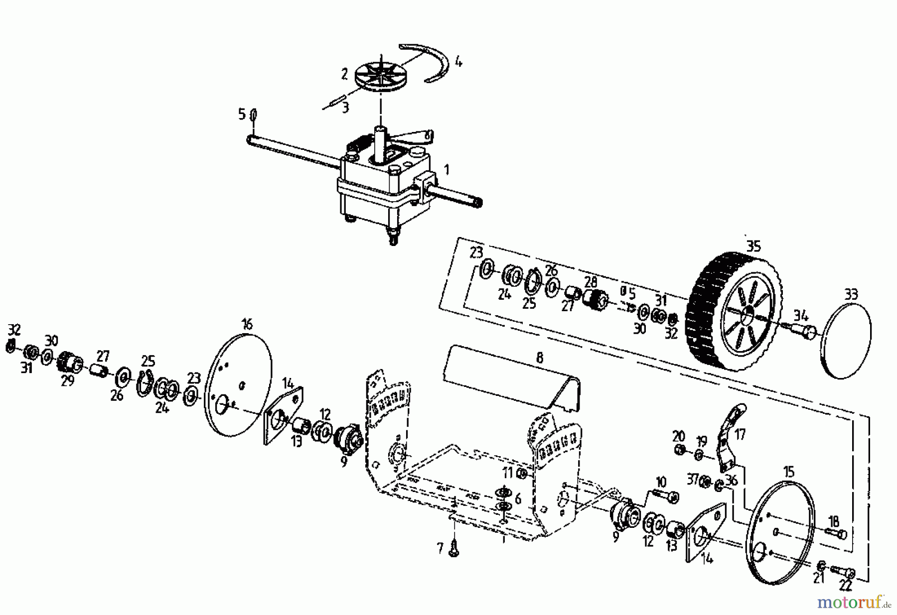  Fair Line Motormäher mit Antrieb BA 450 04025.05  (1995) Getriebe, Räder, Schnitthöhenverstellung