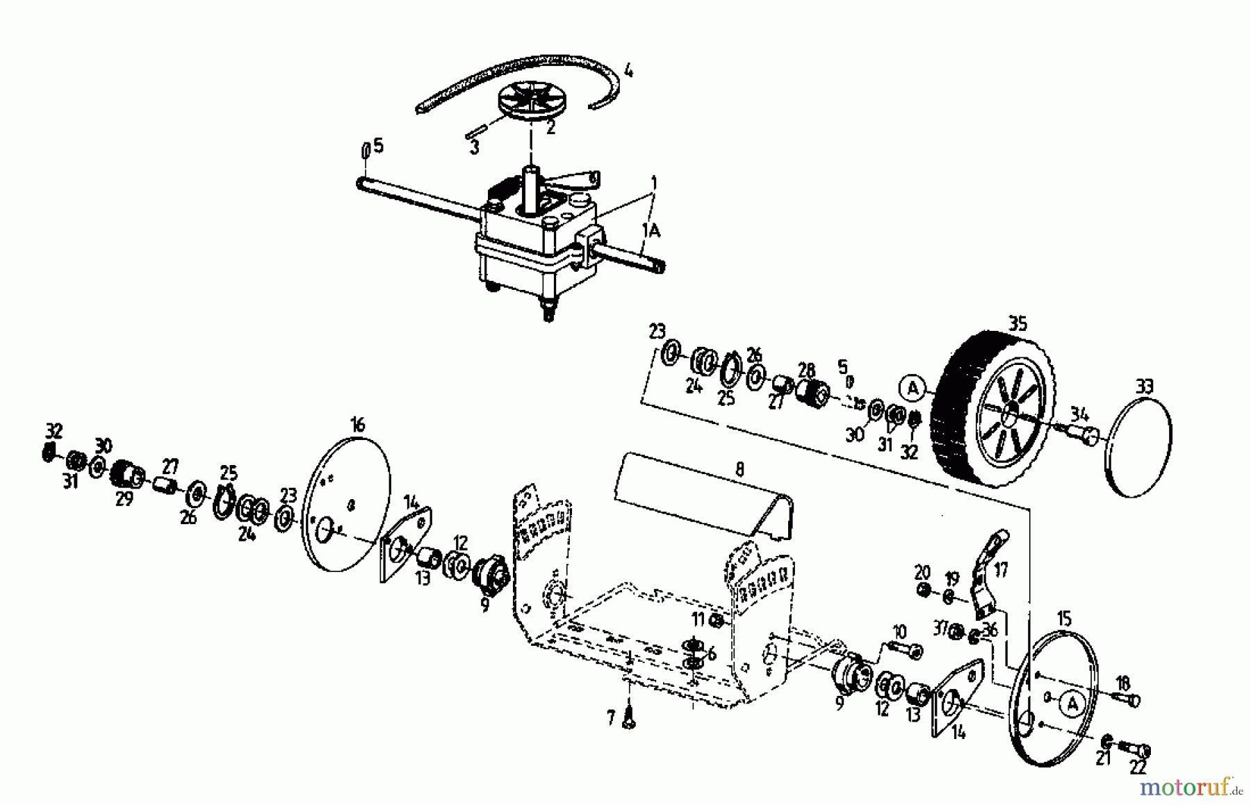  Floraself Motormäher mit Antrieb 3746 BLR 04033.02  (1995) Getriebe, Räder, Schnitthöhenverstellung