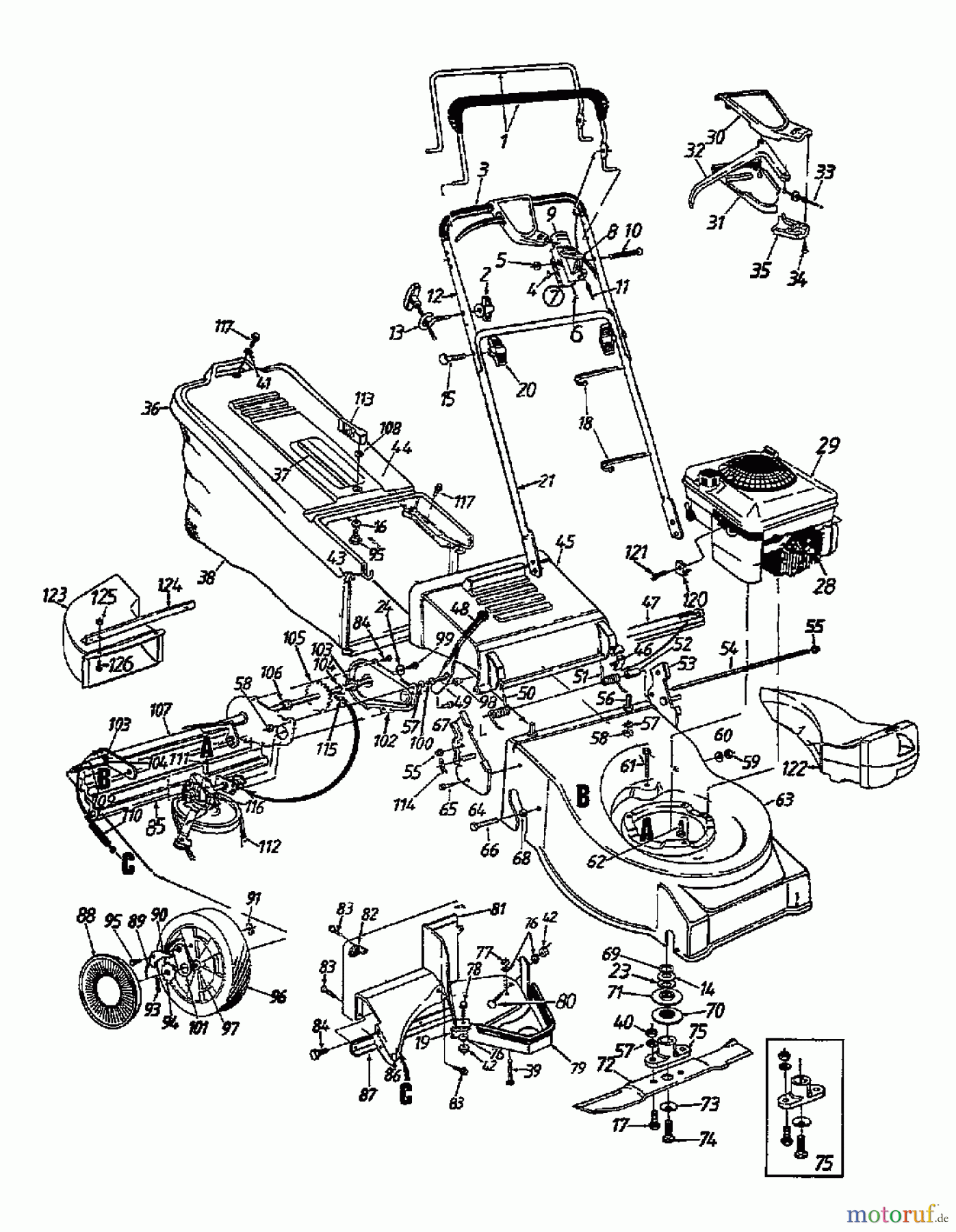  MTD Petrol mower self propelled GES 53 E 125E478E678  (1995) Basic machine