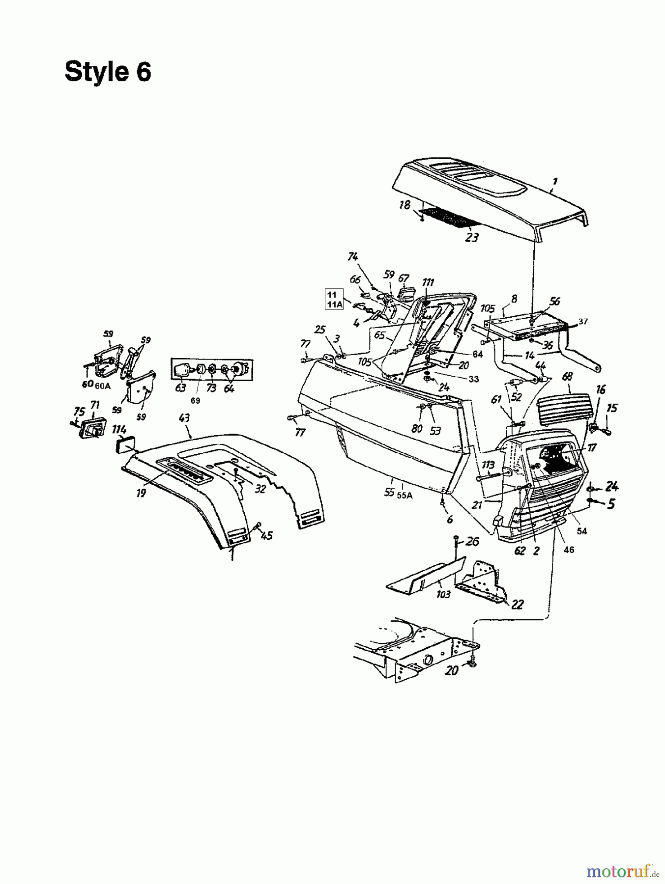  White Rasentraktoren N 676 C 134N676C679  (1994) Armaturenbrett, Motorhaube 6-Style, Sitzwanne