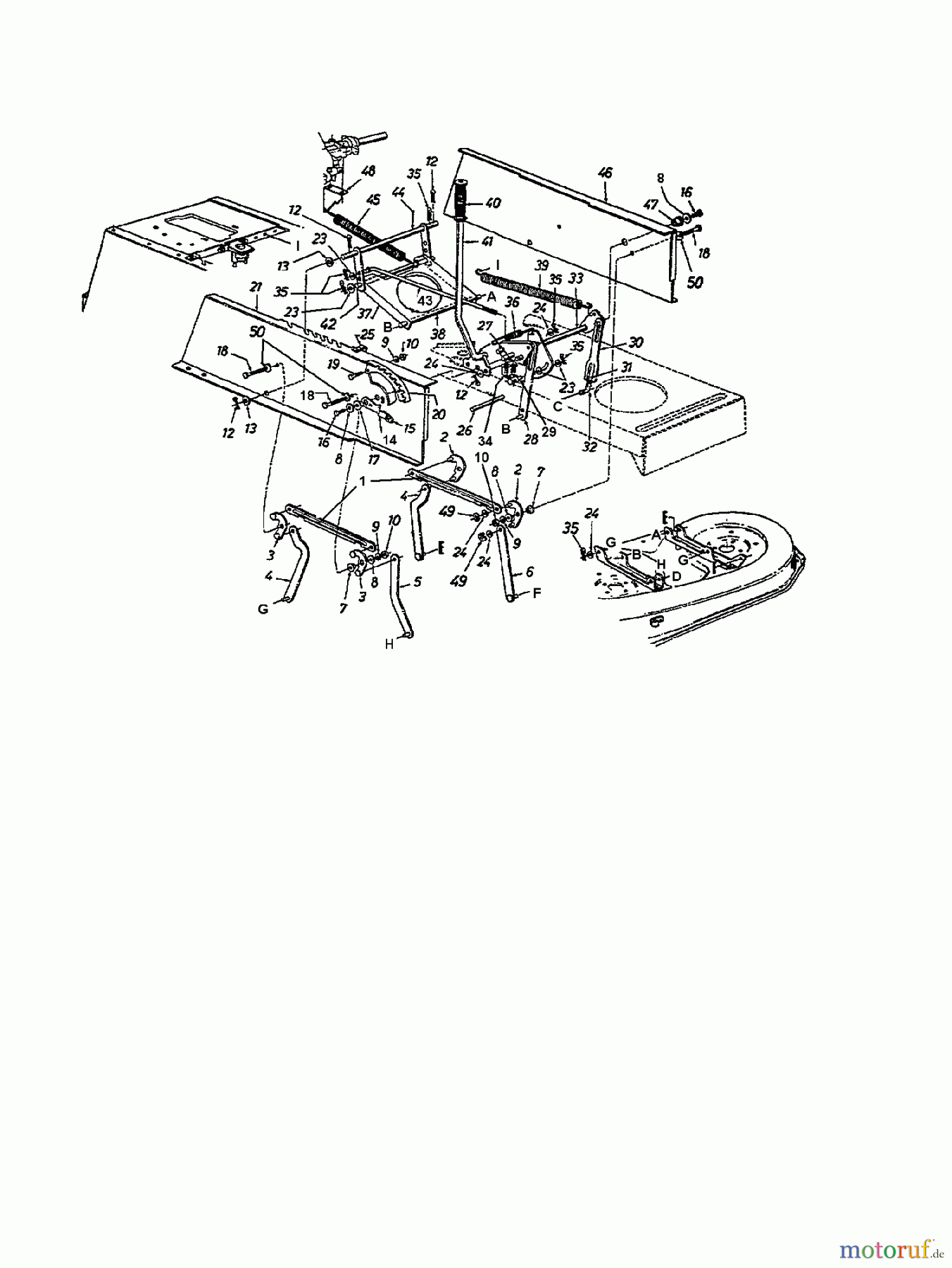  MTD Rasentraktoren K 675 F 134K675F678  (1994) Mähwerksaushebung