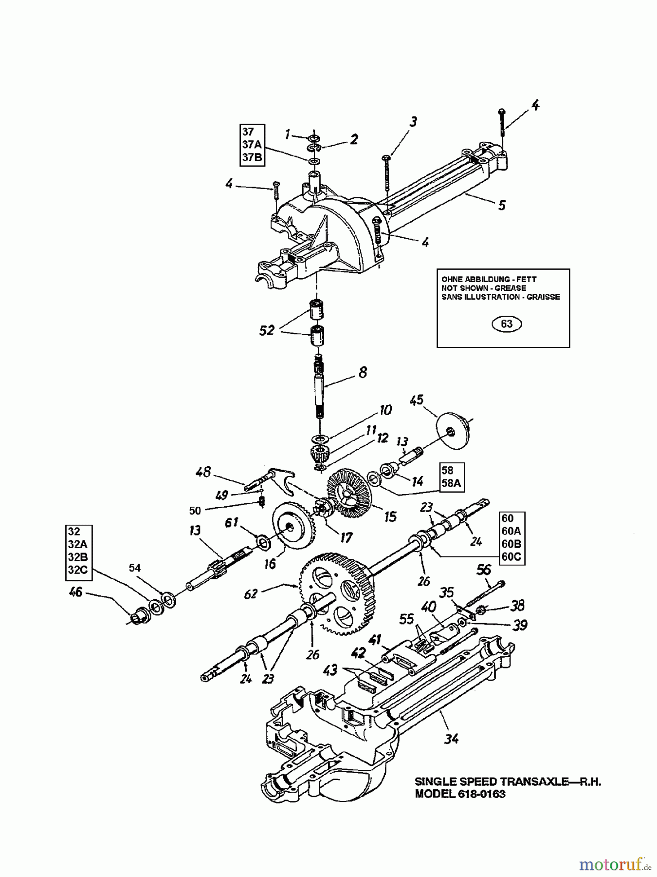  MTD Rasentraktoren B 160 136T675G678  (1996] Getriebe