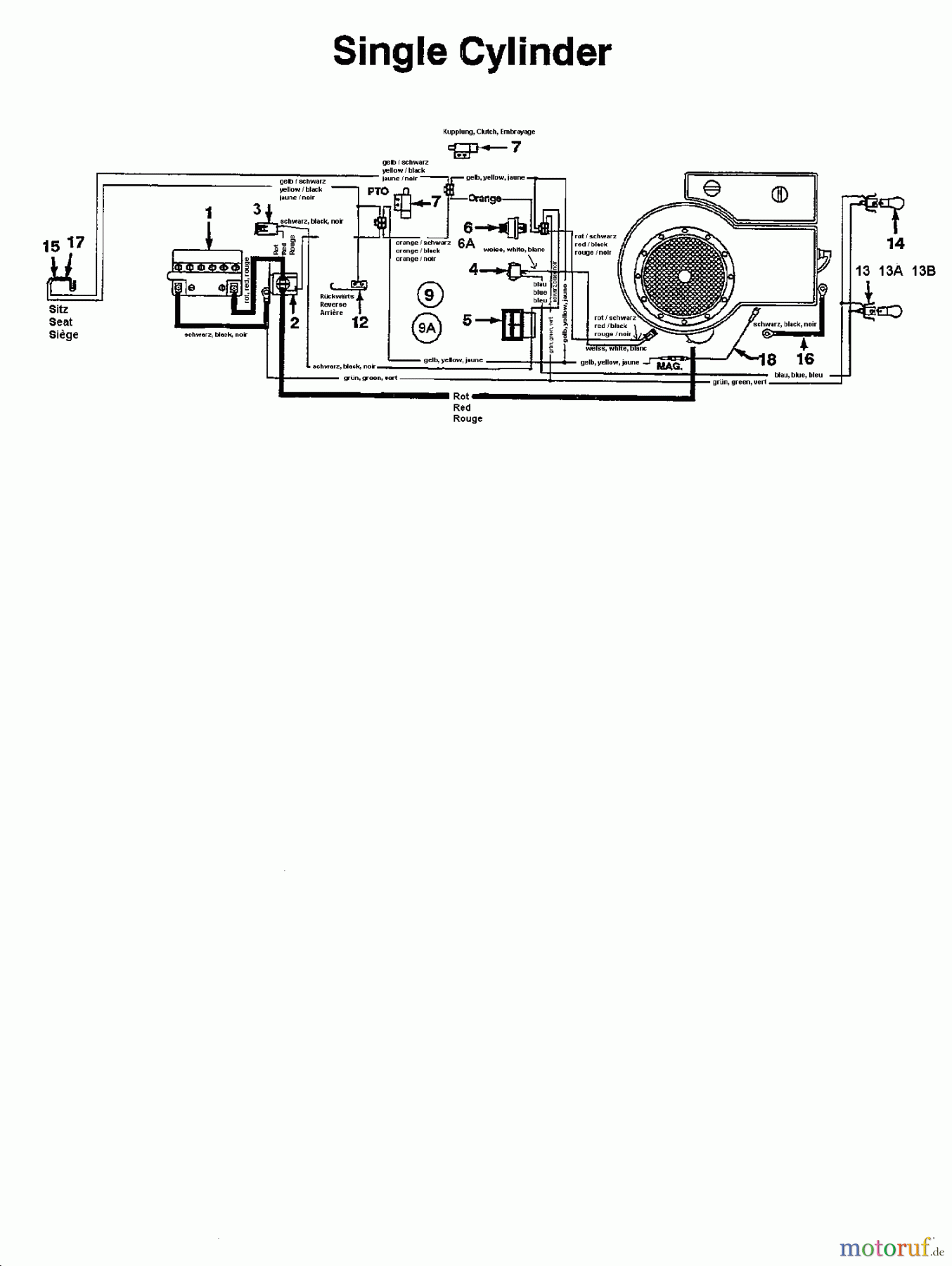  Agria Rasentraktoren 4600/96 134K679F609  (1994) Schaltplan Einzylinder