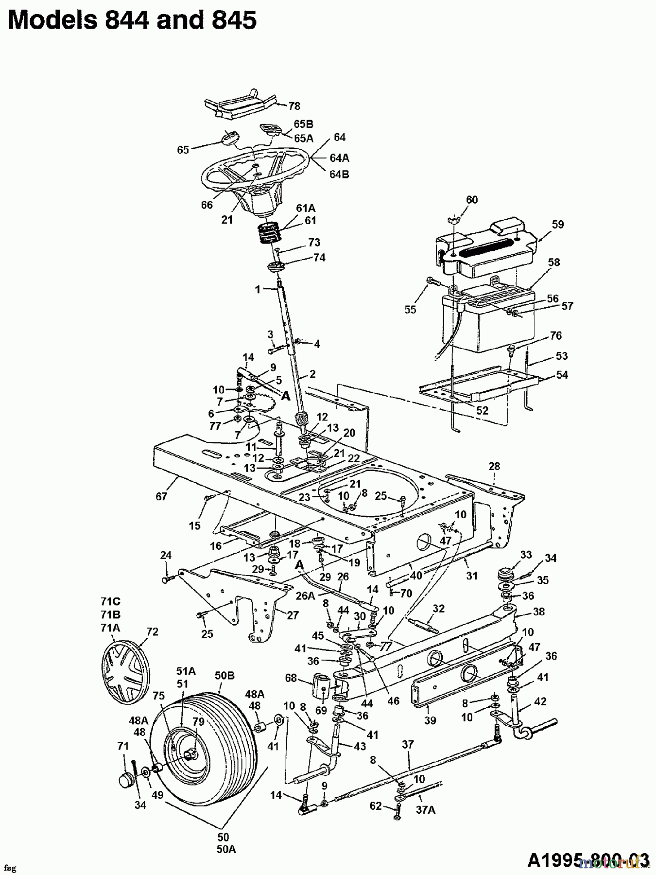  Raiffeisen Tracteurs de jardin RMS 18-117 145U844H628  (1995) Axe avant