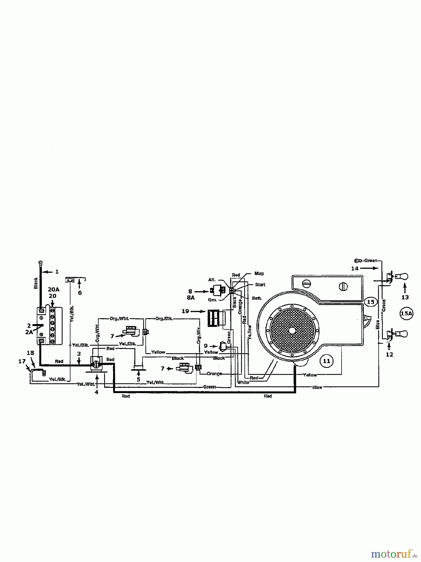  MTD Rasentraktoren 11.5/32 136C450D678  (1996) Schaltplan Einzylinder