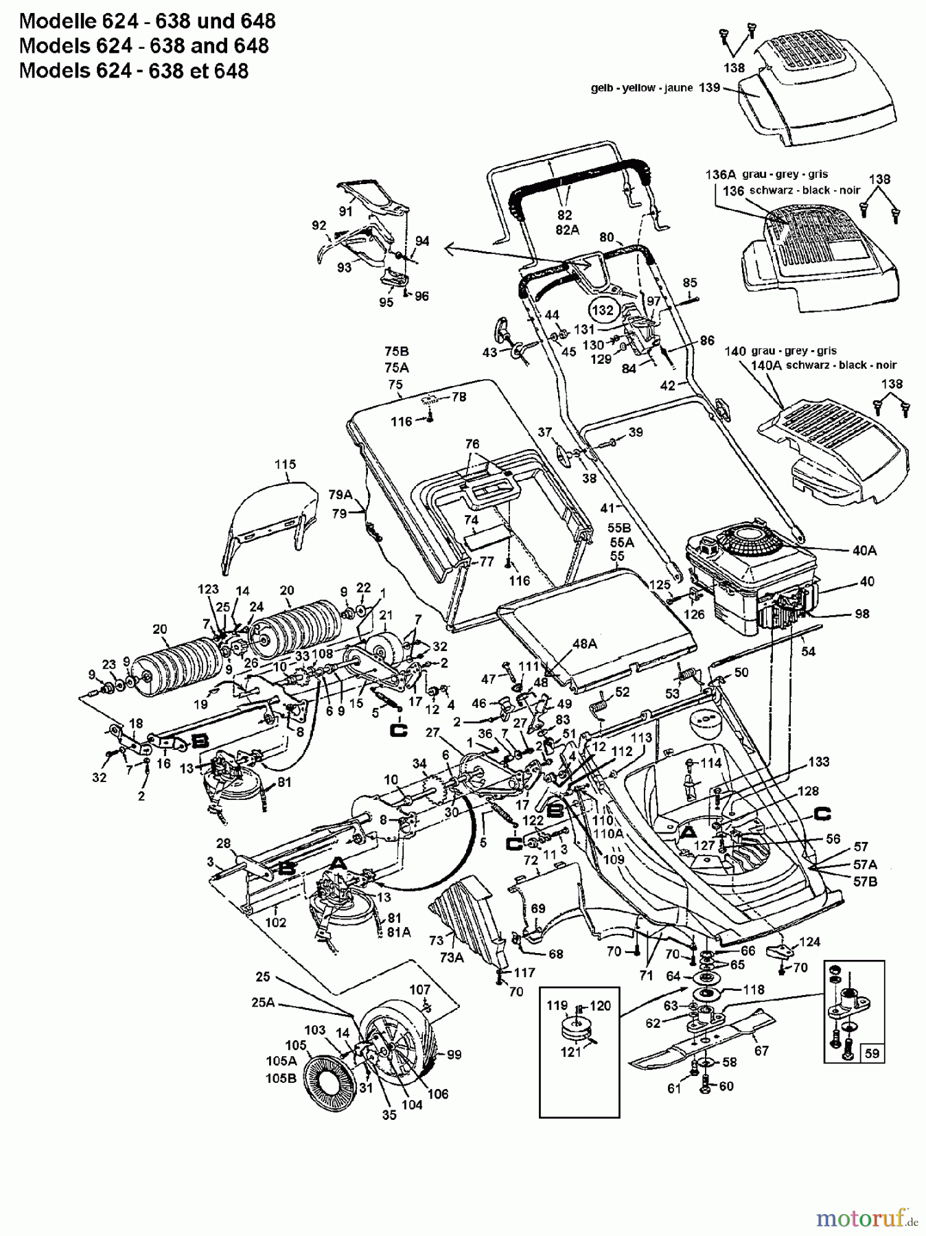  MTD Motormäher mit Antrieb GES 46 X 126-626F678  (1996) Grundgerät