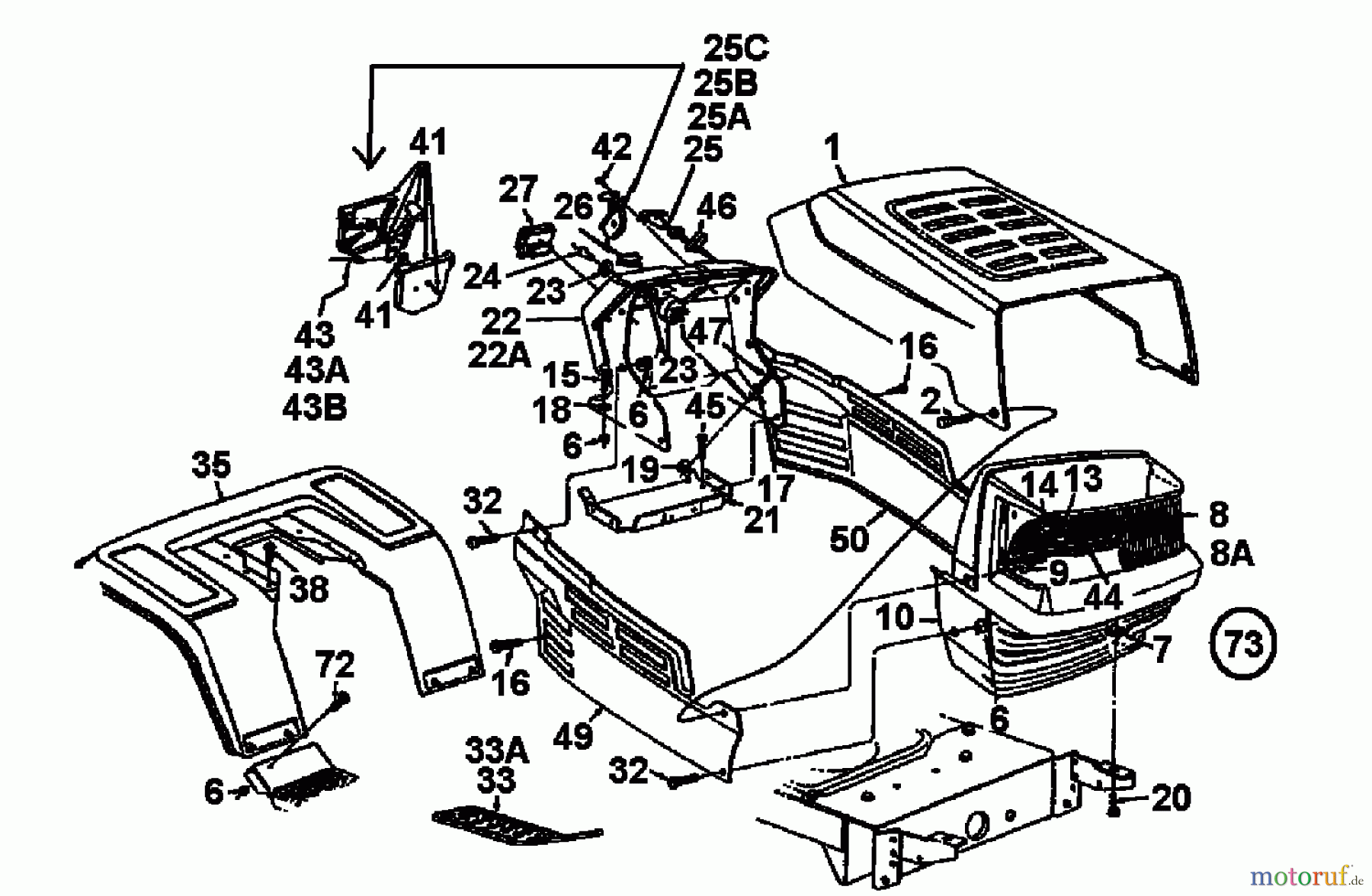  MTD Rasentraktoren H 165 136T695G678  (1996) Armaturenbrett, Motorhaube, Sitzwanne