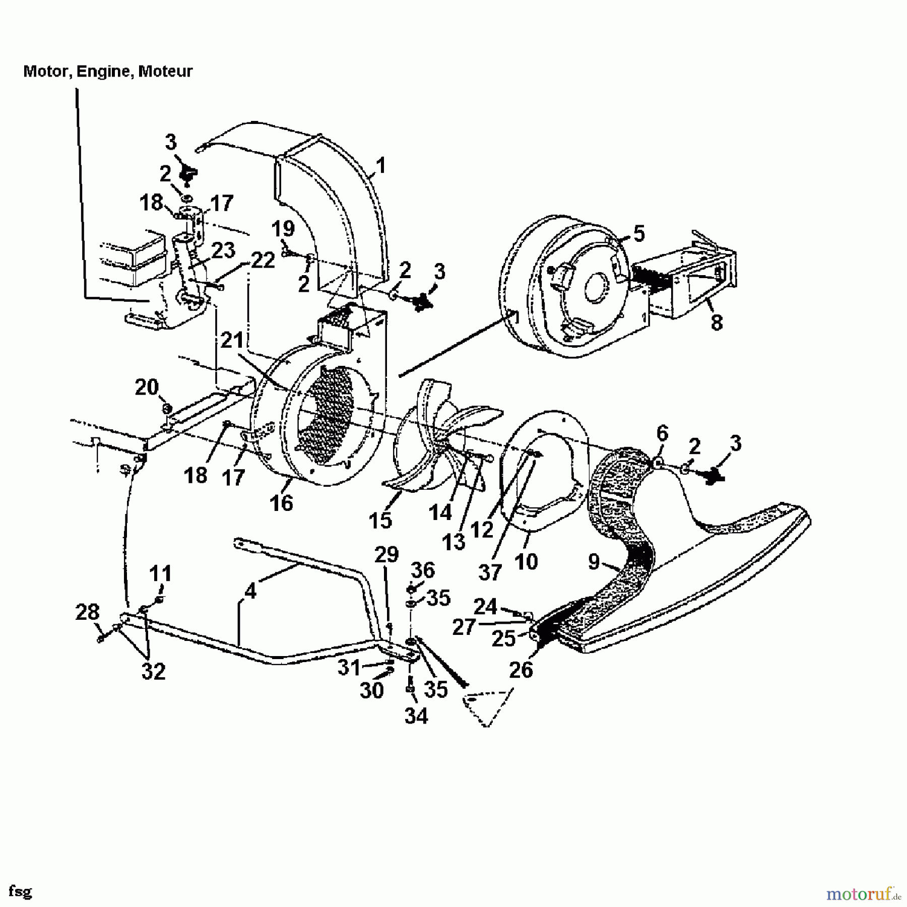  MTD Leaf blower, Blower vac Vacu-Jet-Star 245-685-678  (1995) Nozzle, Hopper