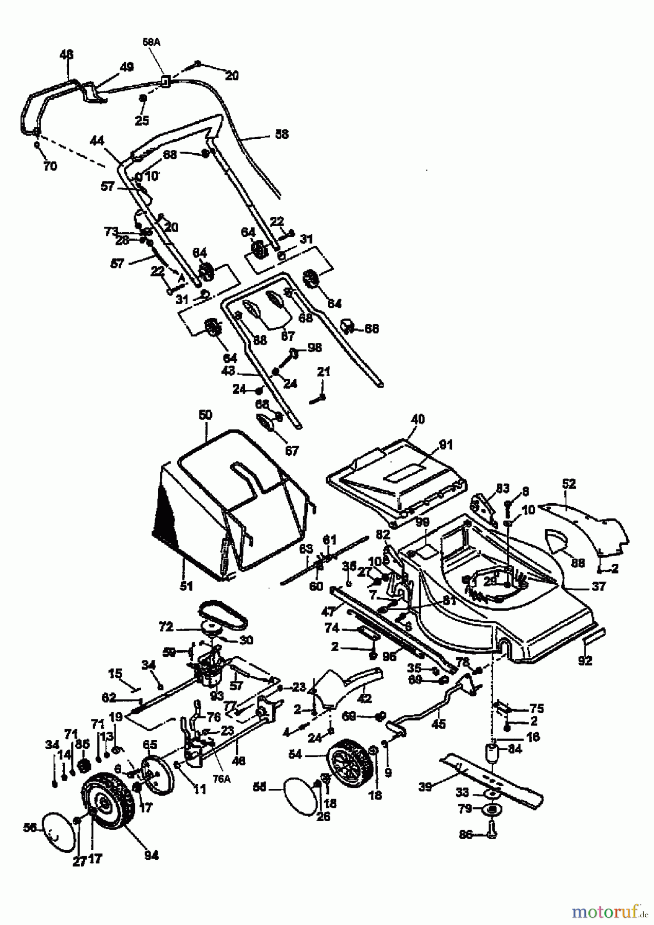  MTD Motormäher mit Antrieb GEA 53 SV R6655MTD16AV  (1997) Grundgerät