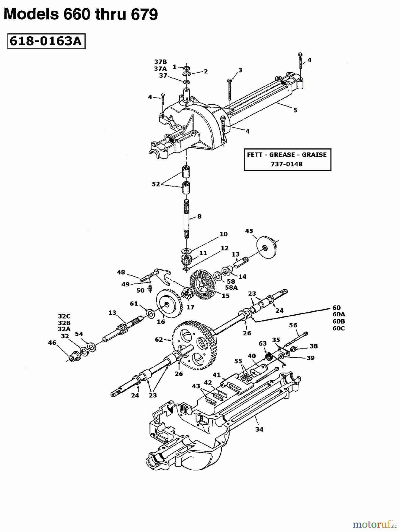  MTD Rasentraktoren B 155 13AD675G678  (1997) Getriebe
