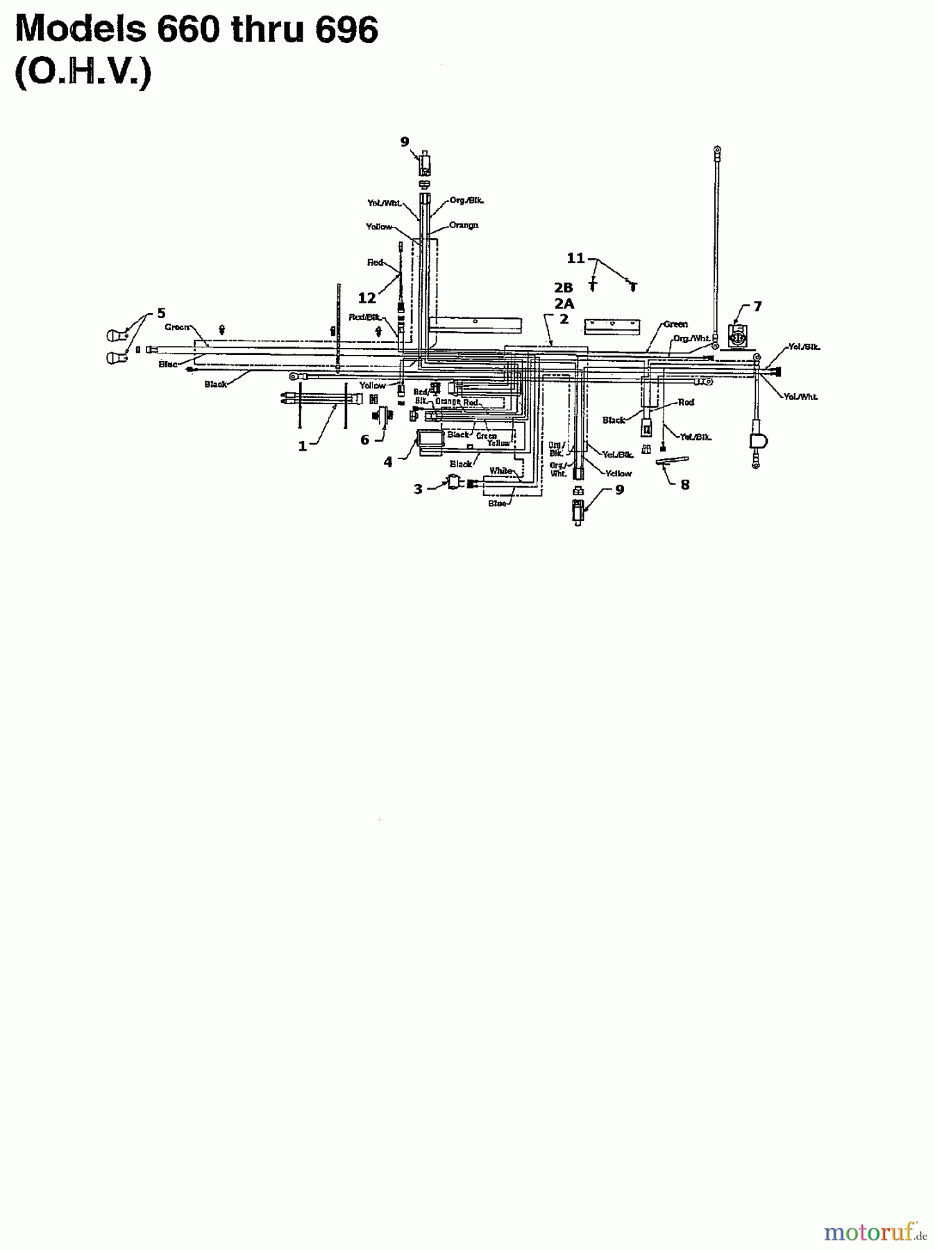  MTD Rasentraktoren B 160 136T675G678  (1996] Schaltplan für O.H.V.