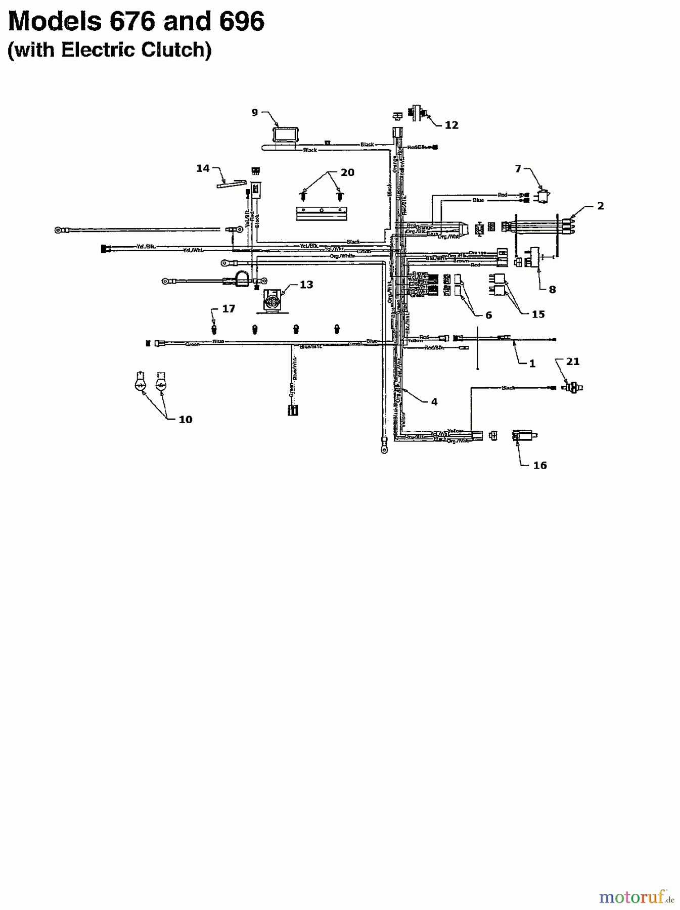  MTD Rasentraktoren CG 14 13AM661G607  (1997) Schaltplan