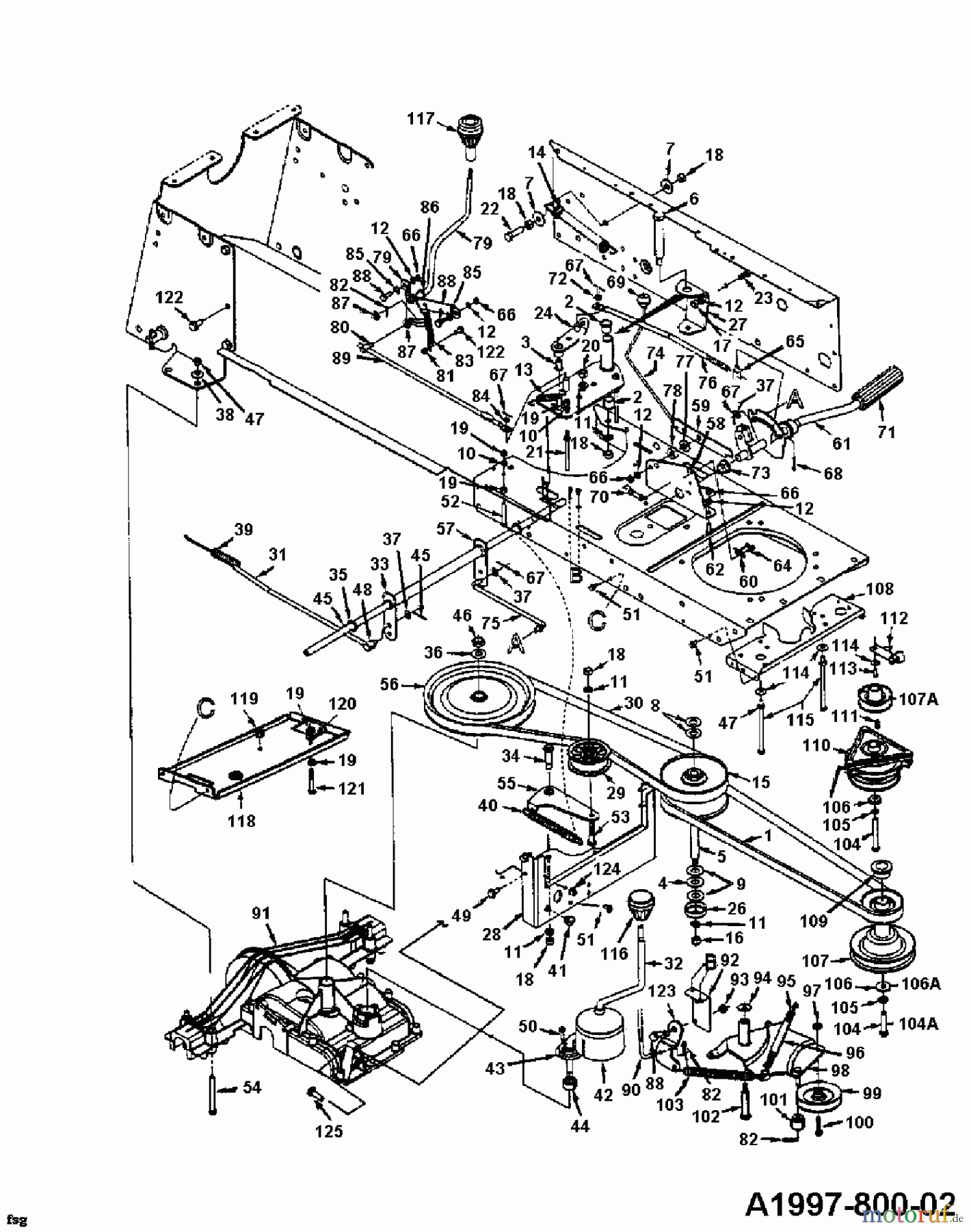  MTD Tracteurs de jardin G 185 14AJ845H678  (1998) Embrayage électromagnétique, Entraînement de roulement, Poulie moteur
