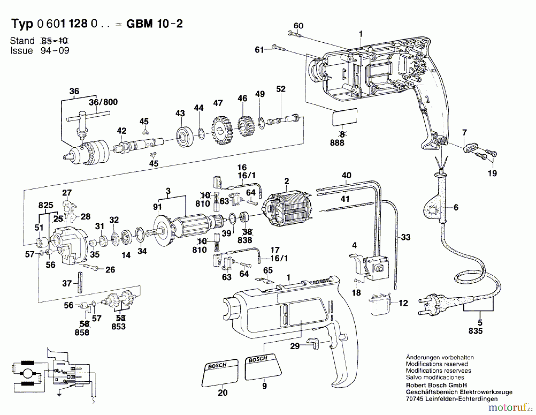  Bosch Werkzeug Bohrmaschine GMB 10-2 Seite 1