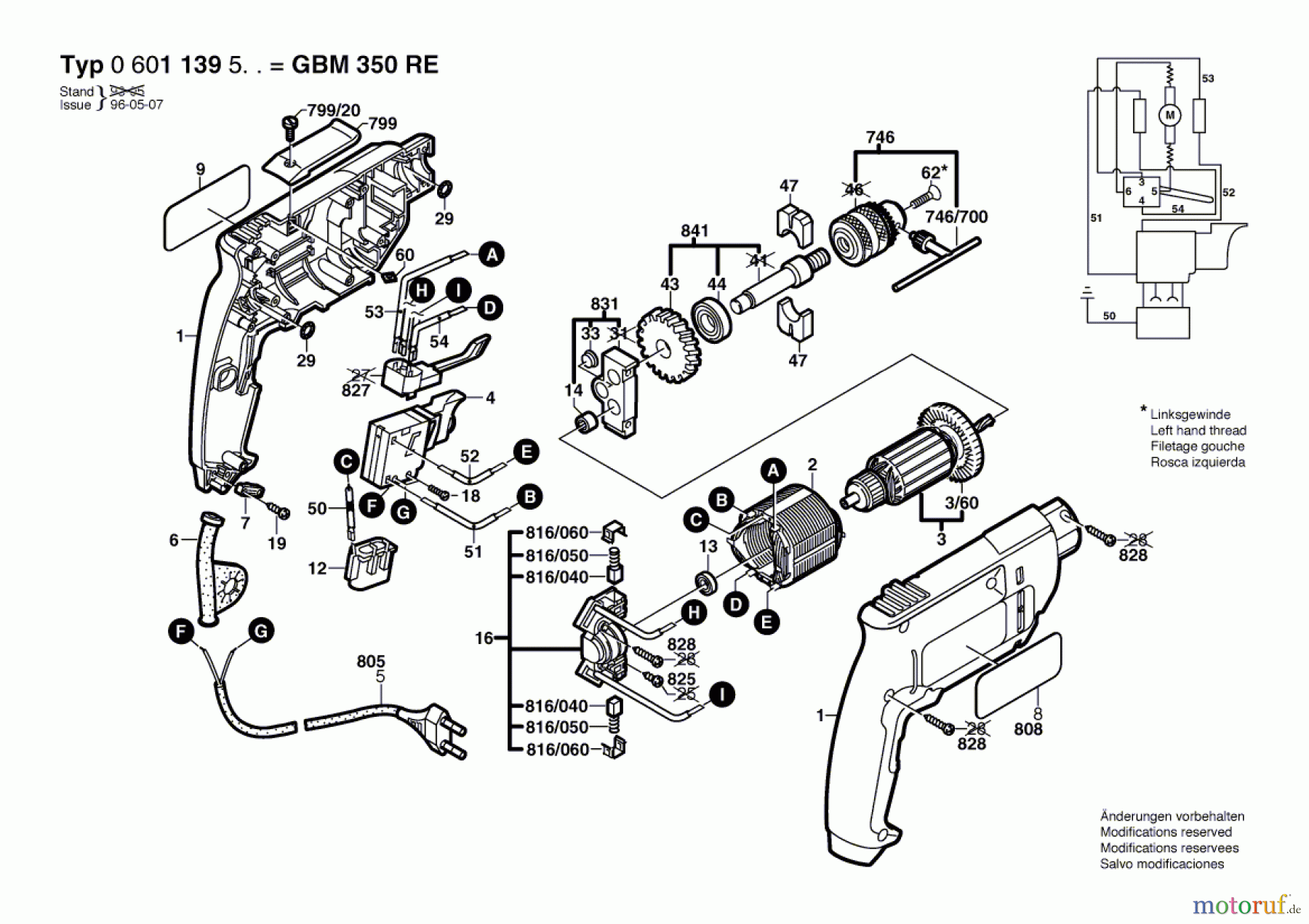  Bosch Werkzeug Bohrmaschine GBM 350 RE Seite 1