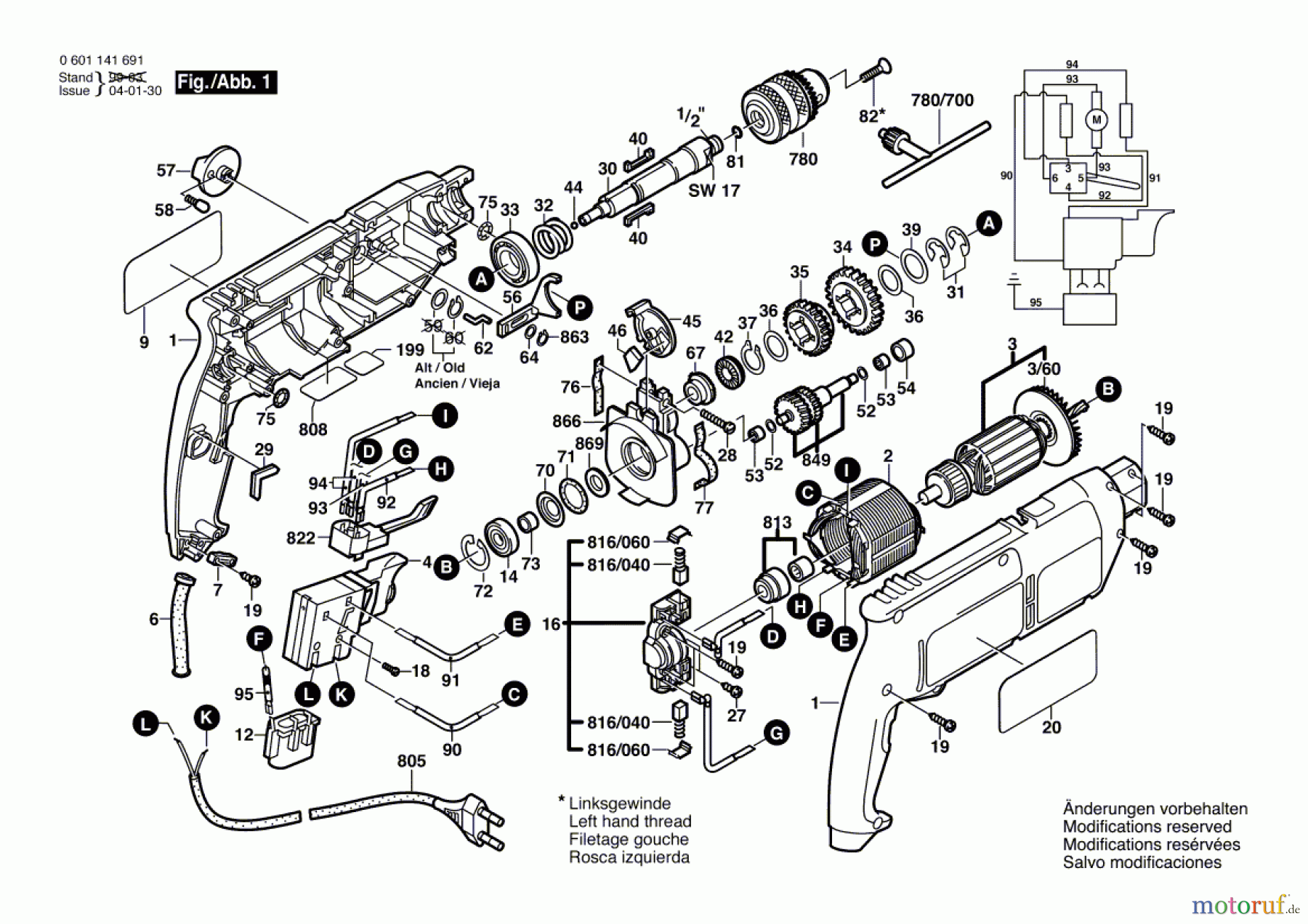  Bosch Werkzeug Schlagbohrmaschine GSB 2-600 RE Seite 1