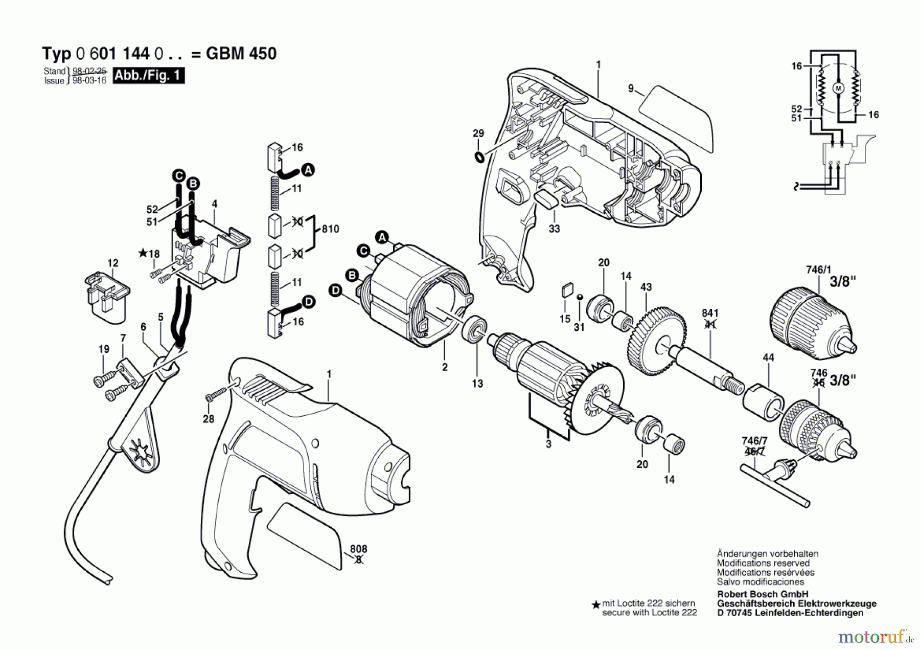  Bosch Werkzeug Bohrmaschine GBM 450 Seite 1