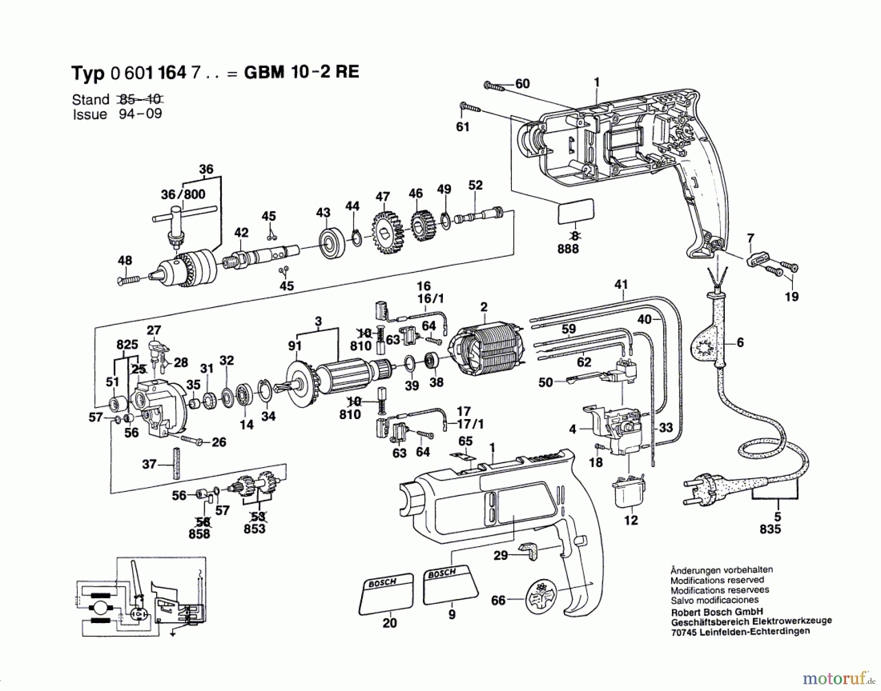  Bosch Werkzeug Bohrmaschine GBM 10-2 RE Seite 1