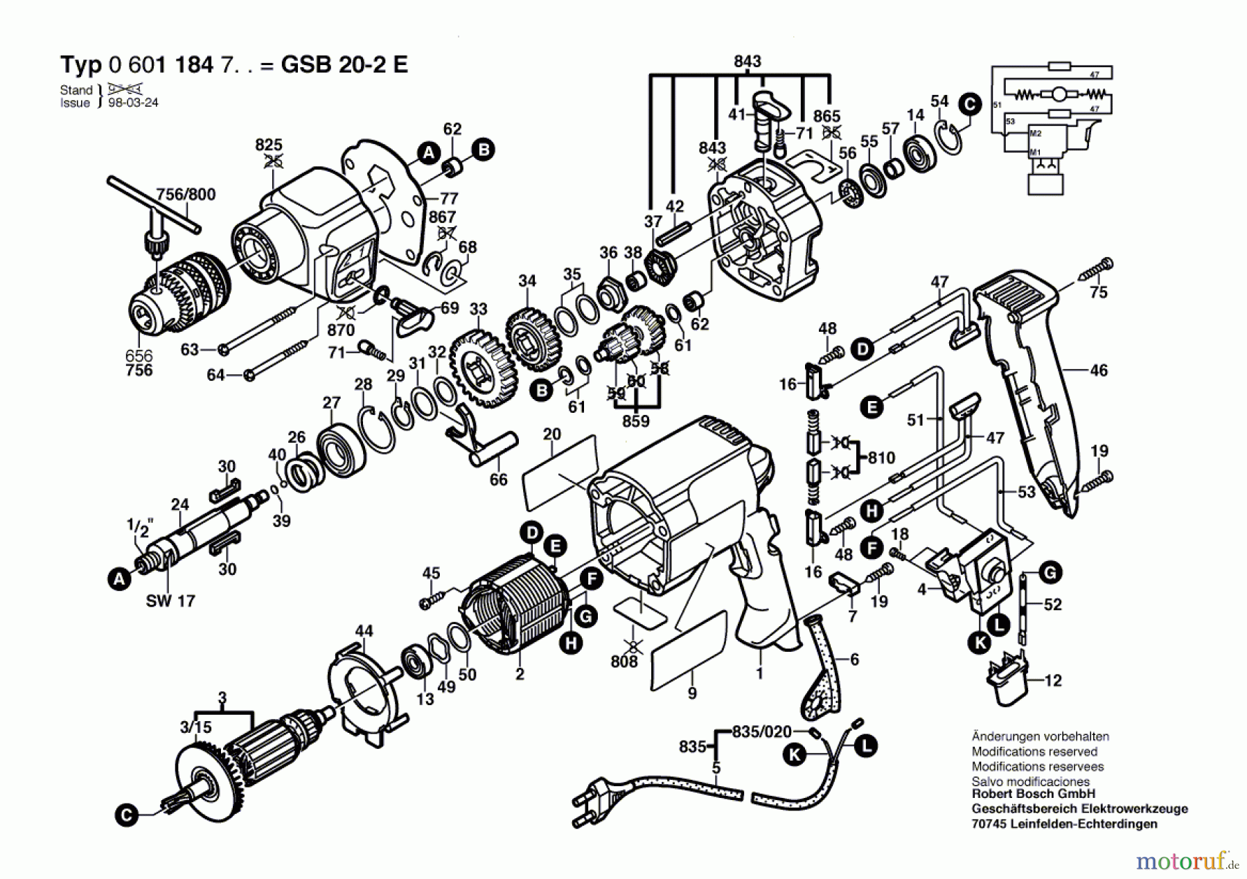  Bosch Werkzeug Schlagbohrmaschine GSB 20-2 E Seite 1