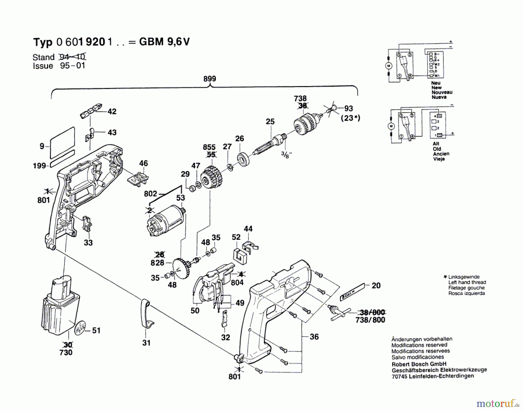  Bosch Akku Werkzeug Akku-Bohrmaschine GBM 9,6 VRL Seite 1