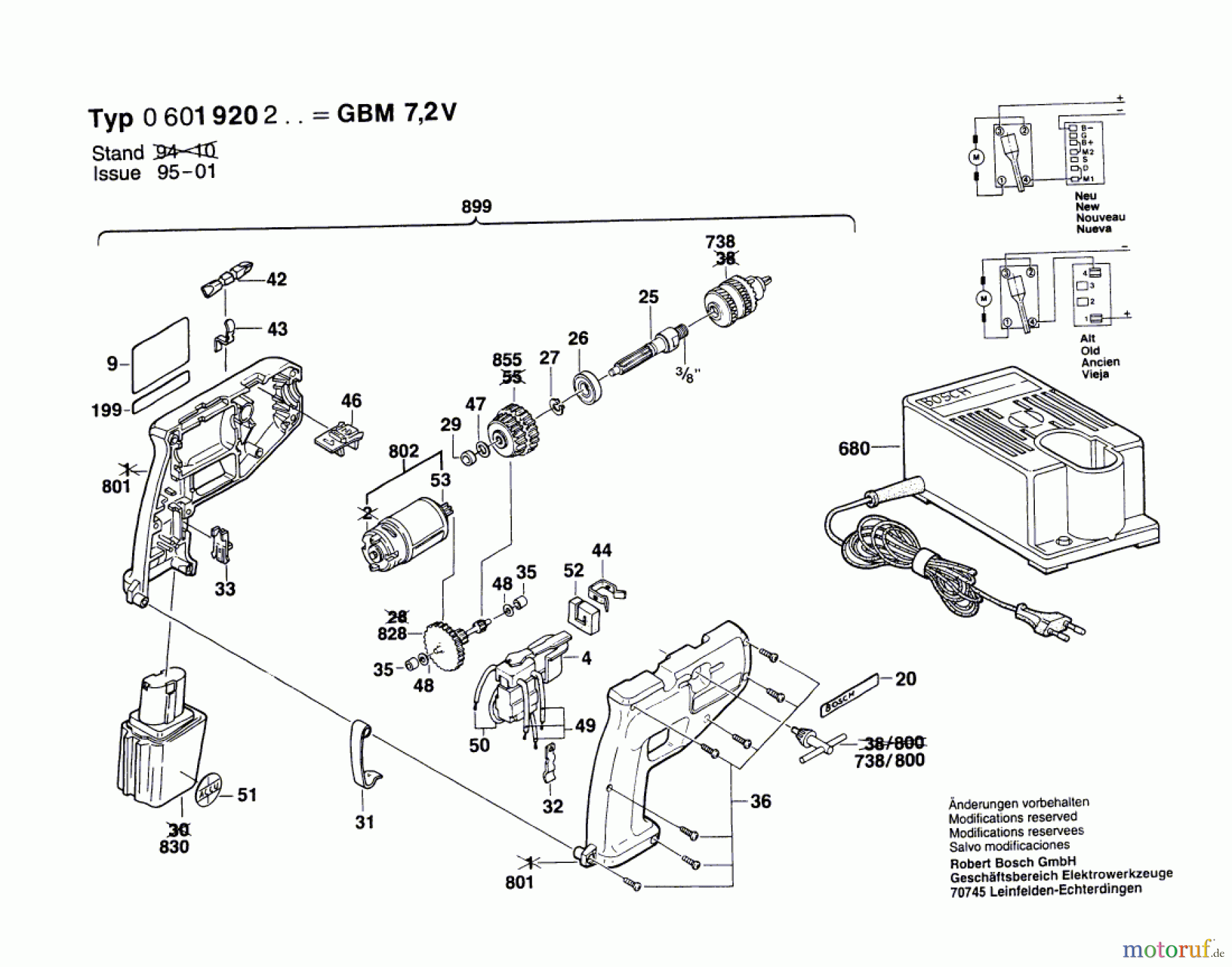  Bosch Akku Werkzeug Akku-Bohrmaschine GBM 7,2 V Seite 1