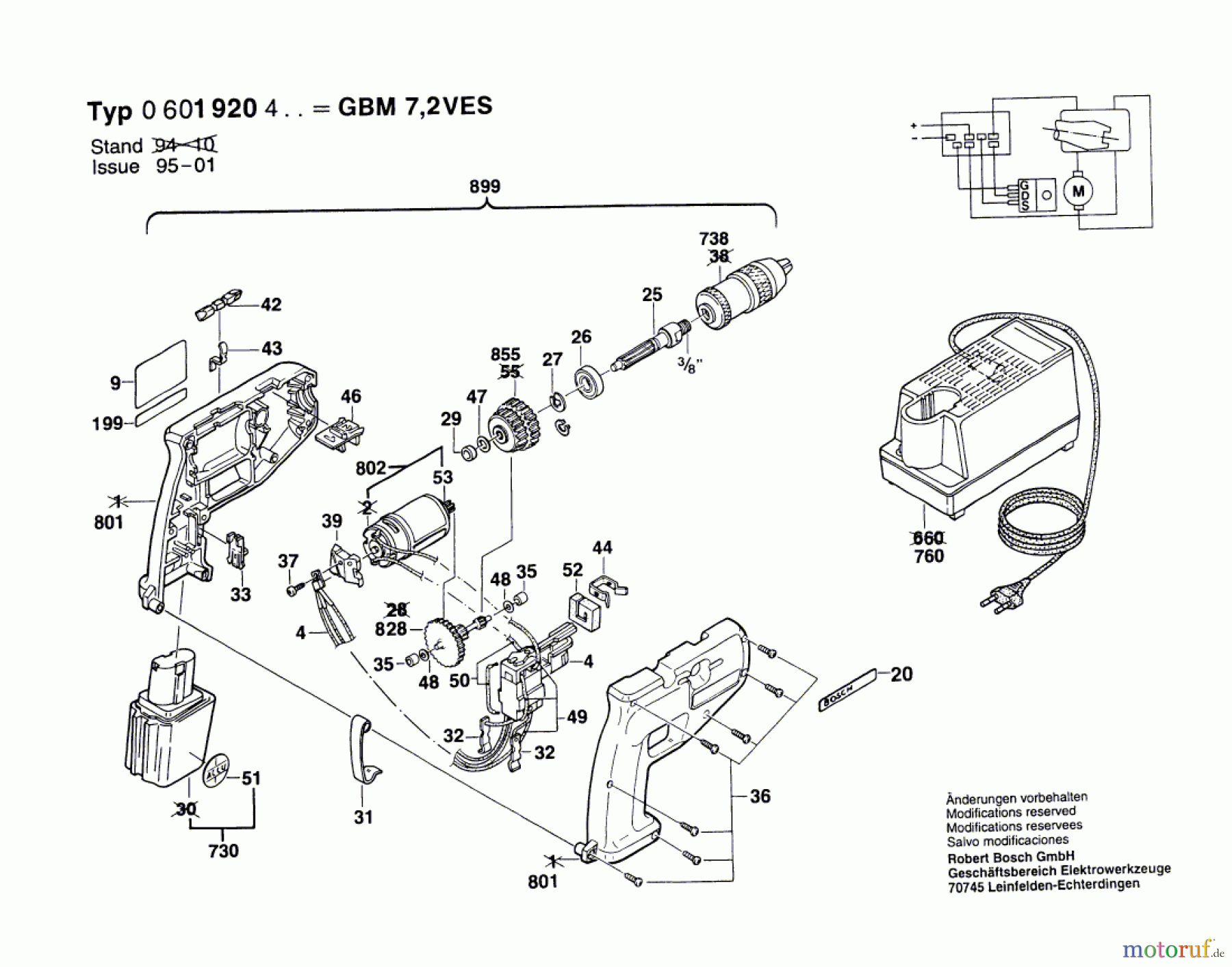  Bosch Akku Werkzeug Akku-Bohrmaschine GBM 7,2 VES Seite 1