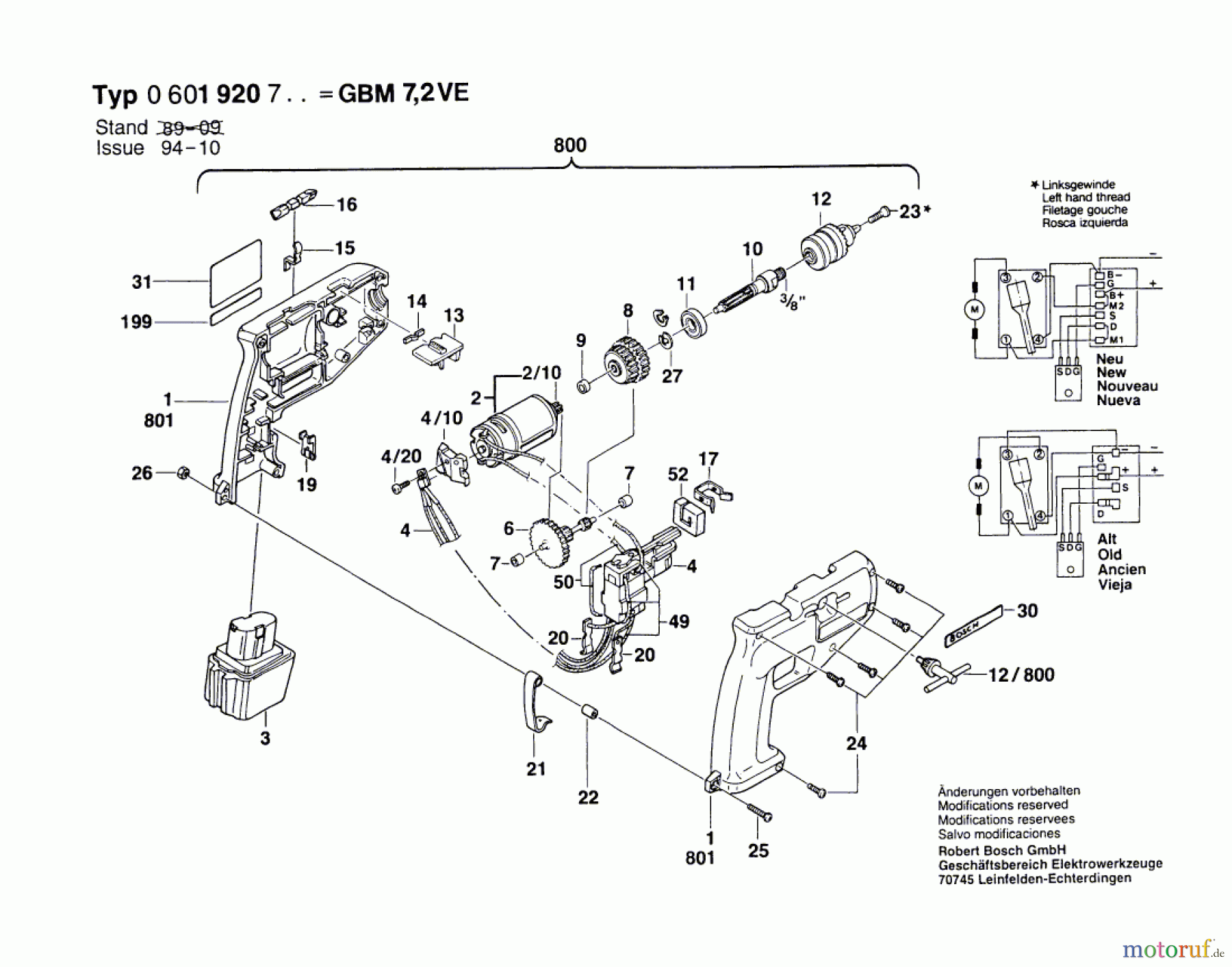  Bosch Akku Werkzeug Gw-Akku-Bohrmaschine GBM 7,2 VE Seite 1