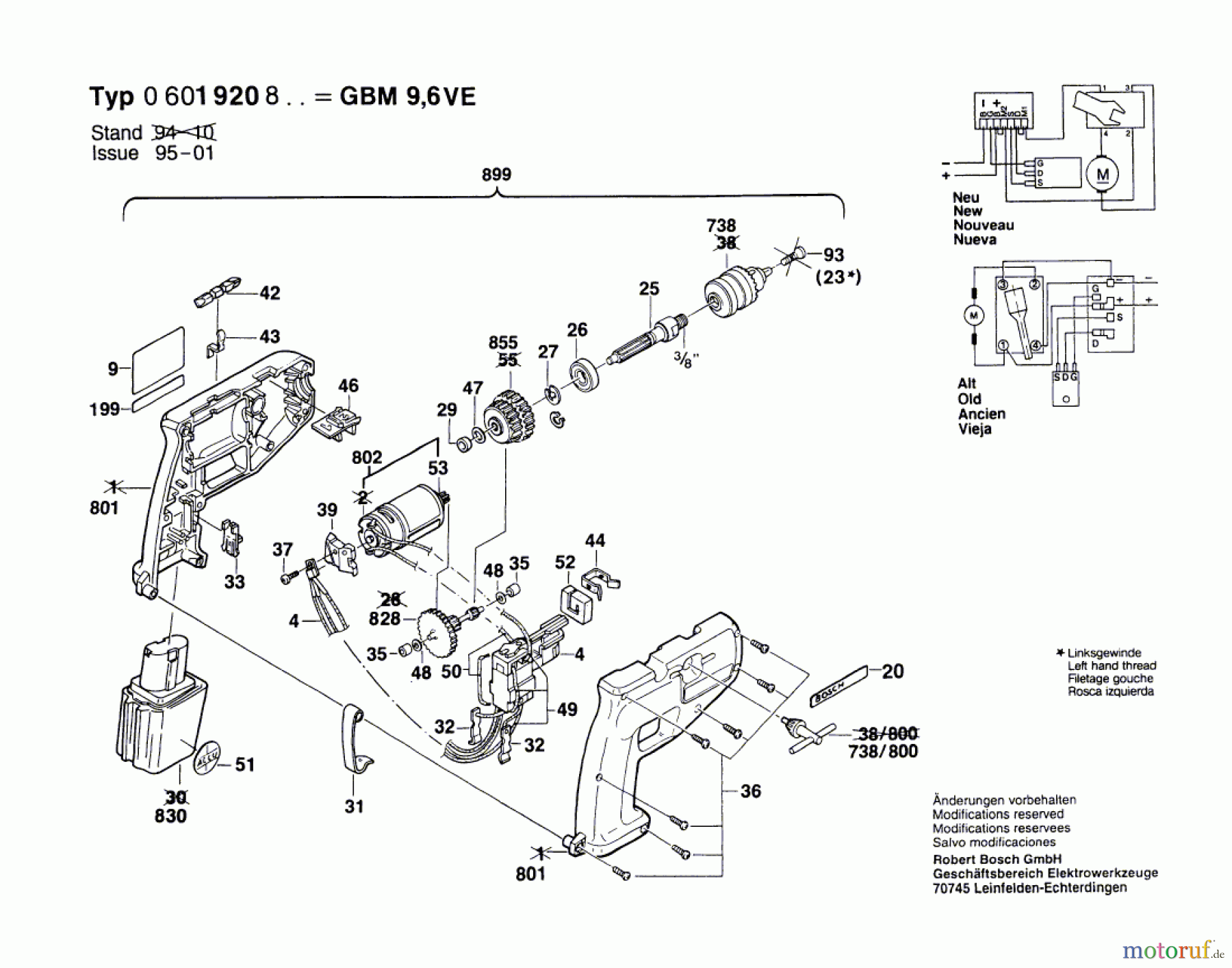  Bosch Akku Werkzeug Akku-Bohrmaschine GBM 9,6 VE Seite 1