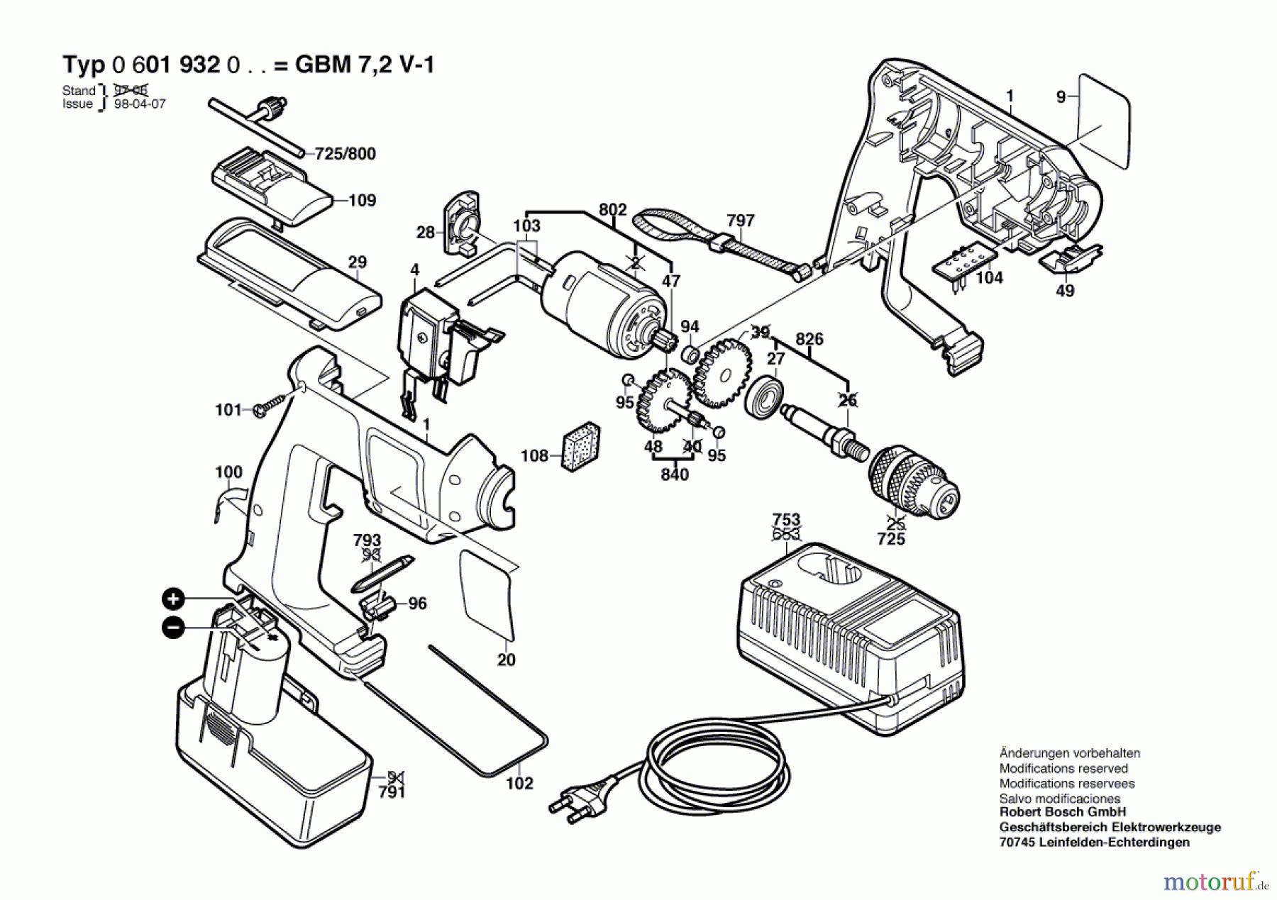  Bosch Akku Werkzeug Akku-Bohrmaschine GBM 7,2 V-1 Seite 1