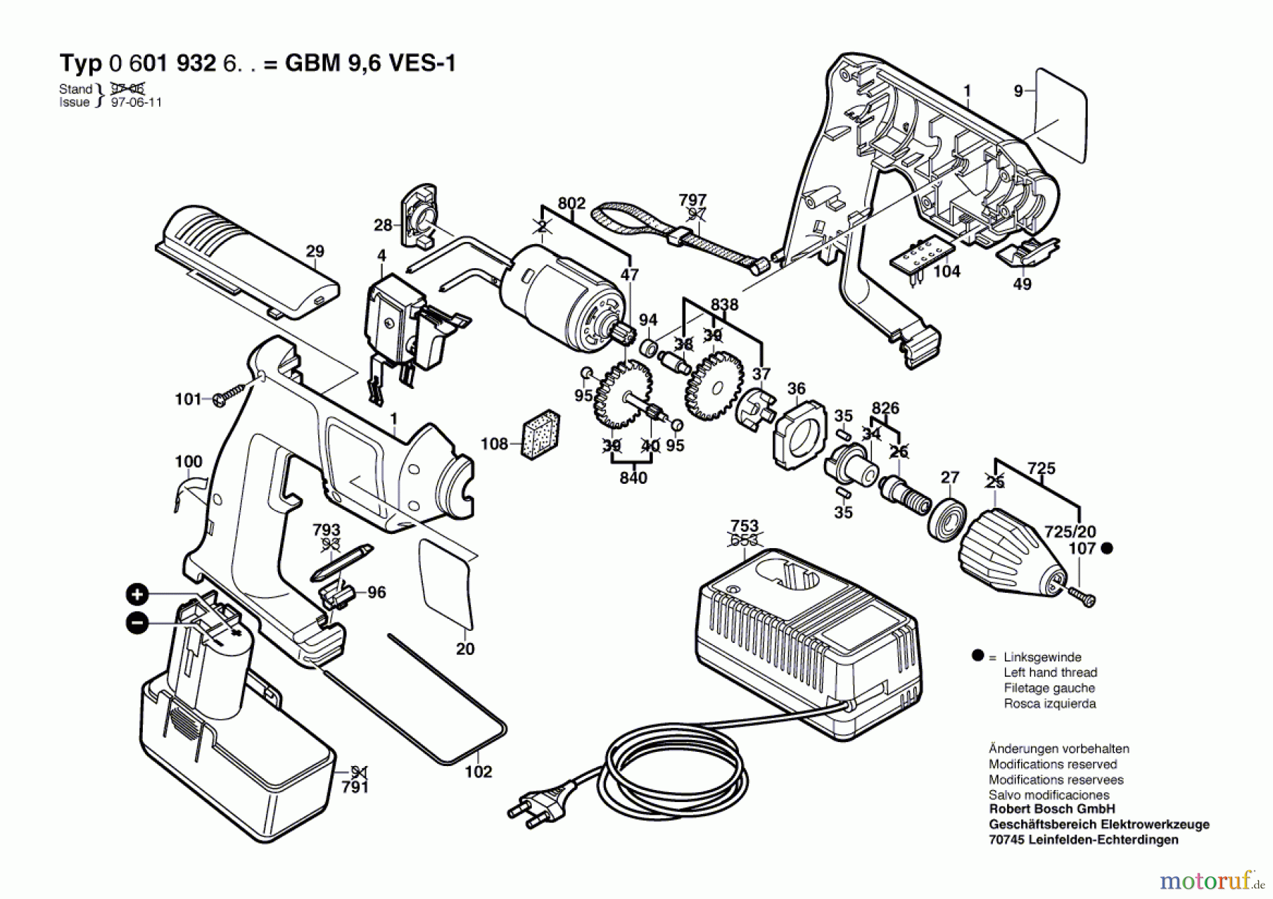  Bosch Akku Werkzeug Akku-Bohrmaschine GBM 9,6 VES-1 Seite 1