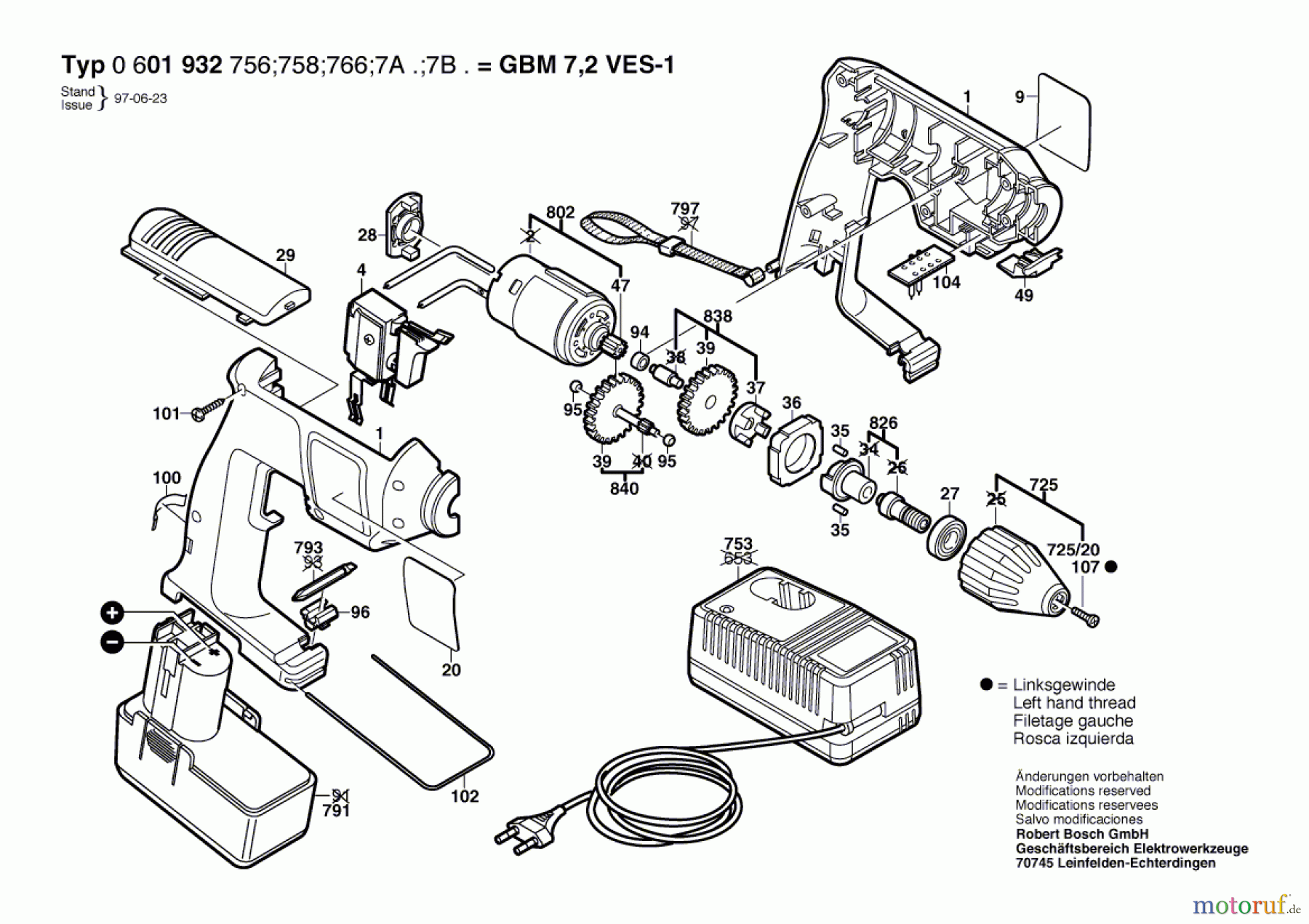  Bosch Akku Werkzeug Akku-Bohrmaschine GBM 7,2 VES-1 Seite 1