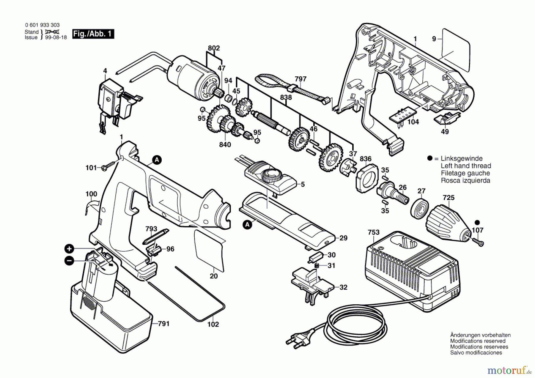  Bosch Akku Werkzeug Akku-Bohrmaschine GBM 9,6 VSP-2 Seite 1