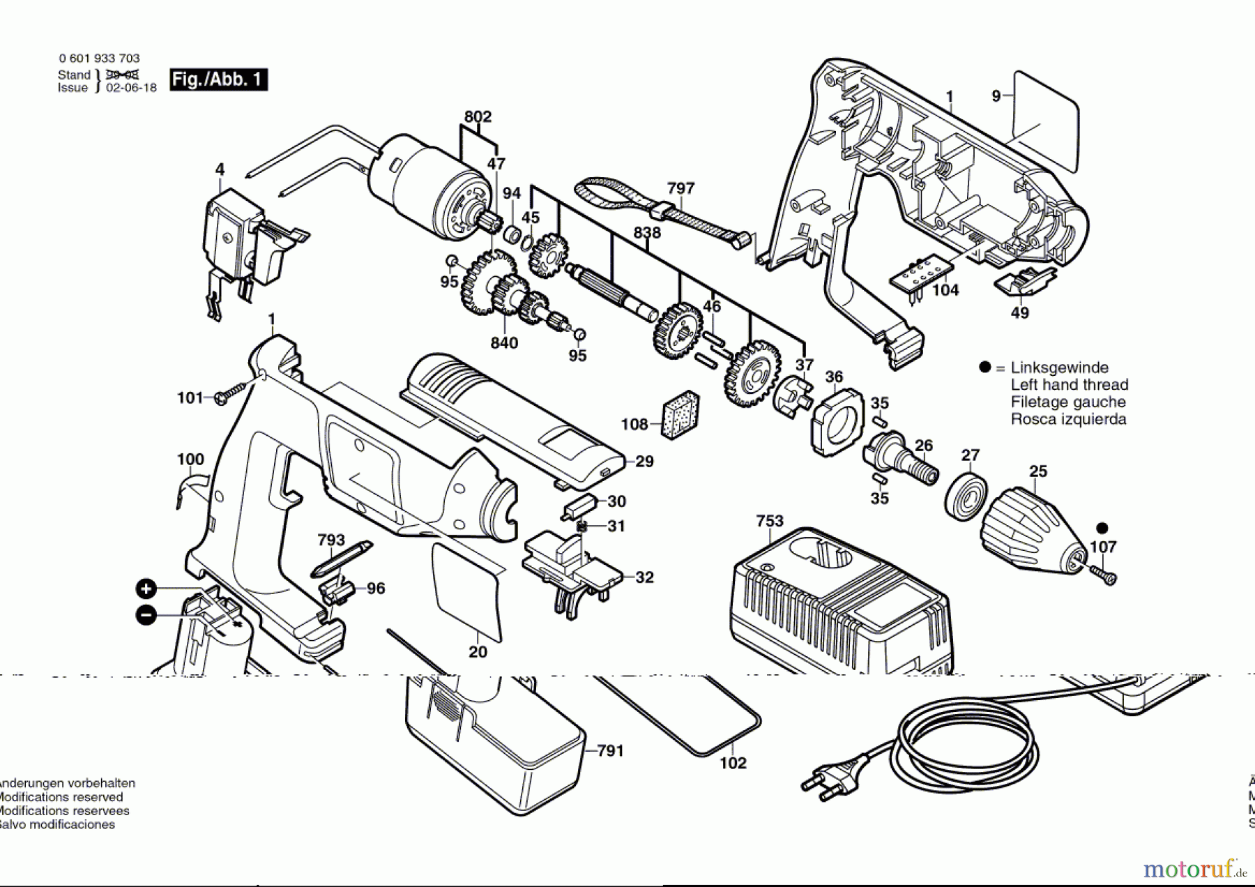  Bosch Akku Werkzeug Akku-Bohrmaschine GBM 9,6 VES-3 Seite 1