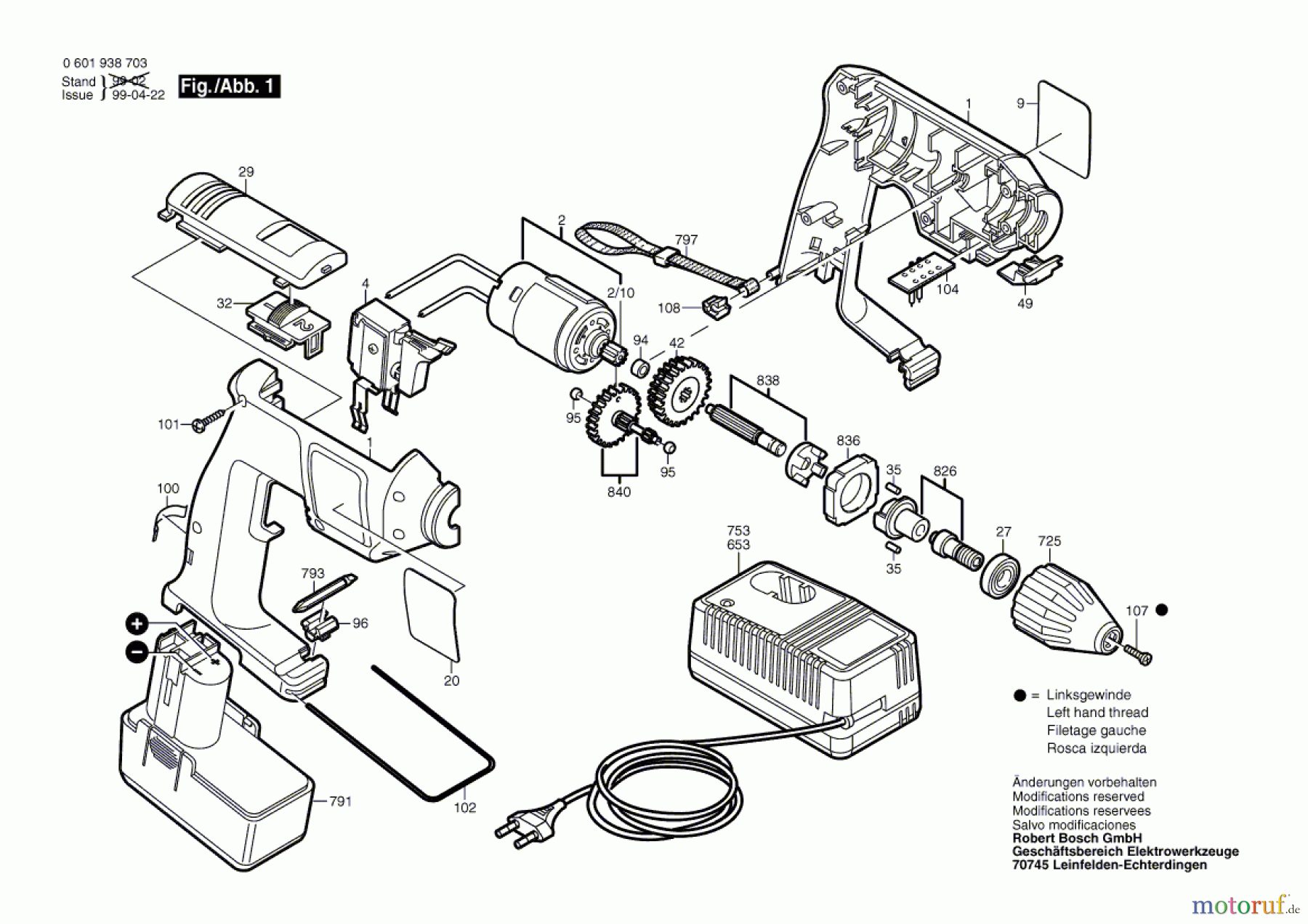  Bosch Akku Werkzeug Akku-Bohrmaschine GBM 7,2 VES-2 Seite 1
