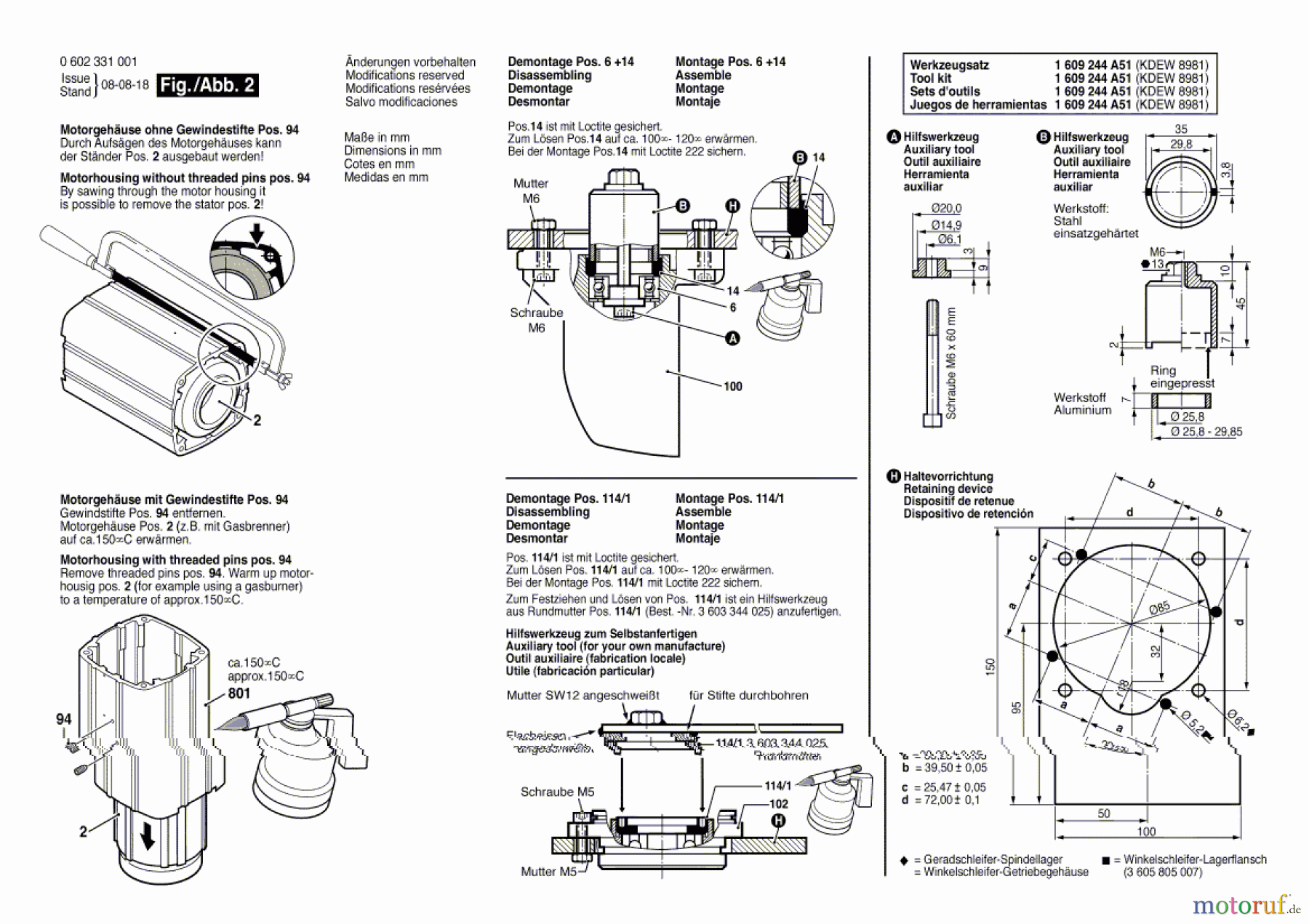  Bosch Werkzeug Flachkopfwinkelschleifer ---- Seite 2