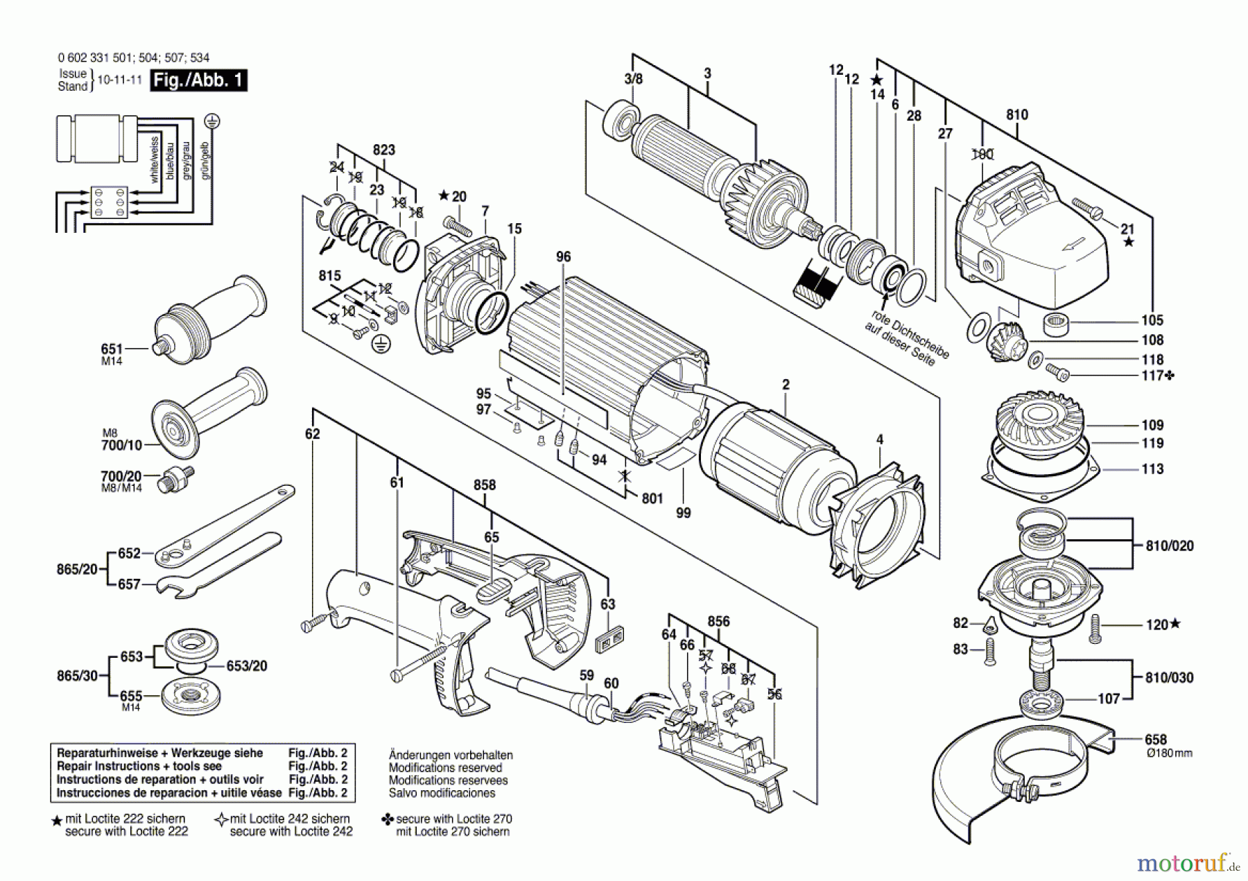  Bosch Werkzeug Flachkopfwinkelschleifer HWS 88/180 Seite 1