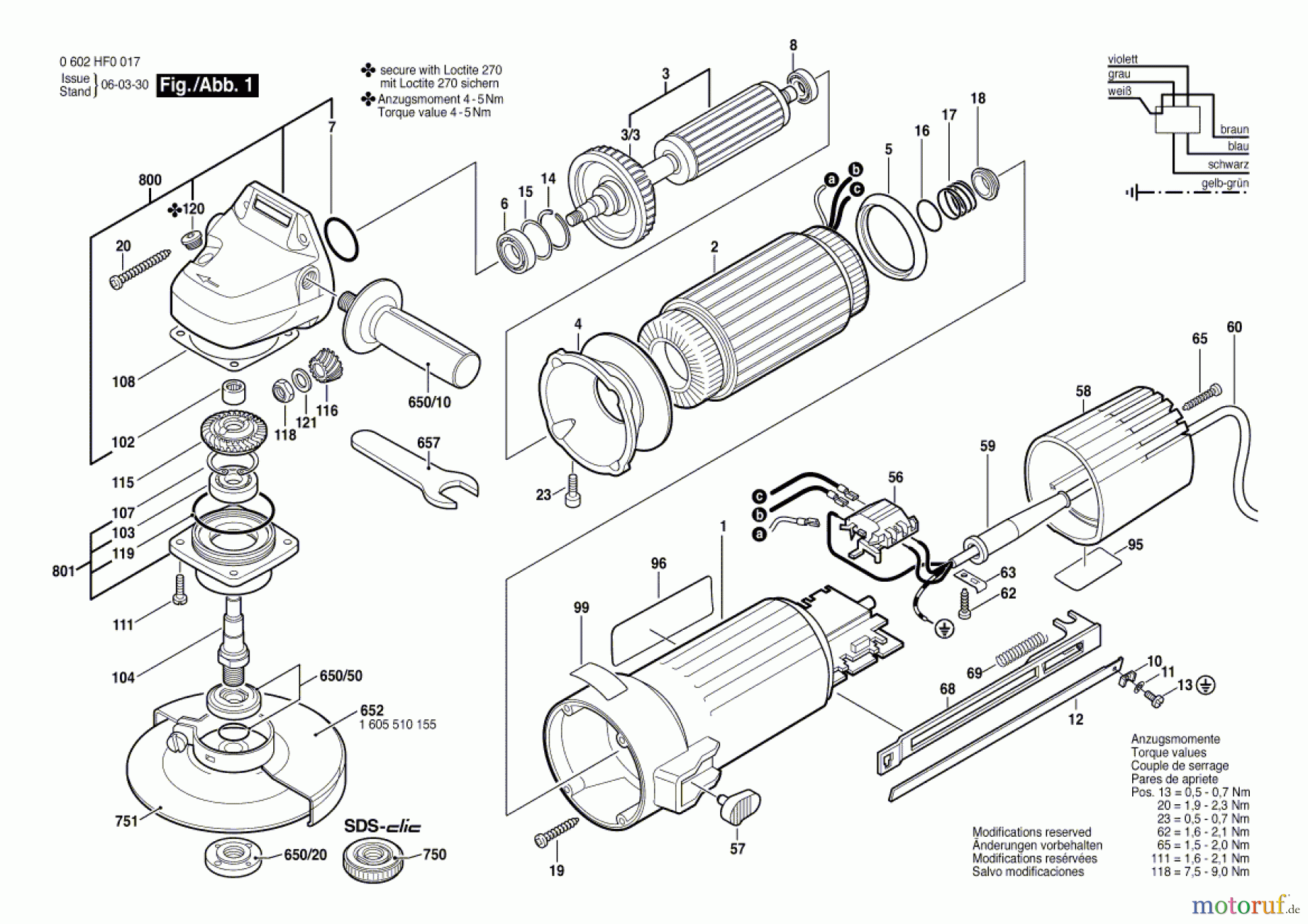  Bosch Werkzeug Hf-Winkelschleifer GR.5265 Seite 1